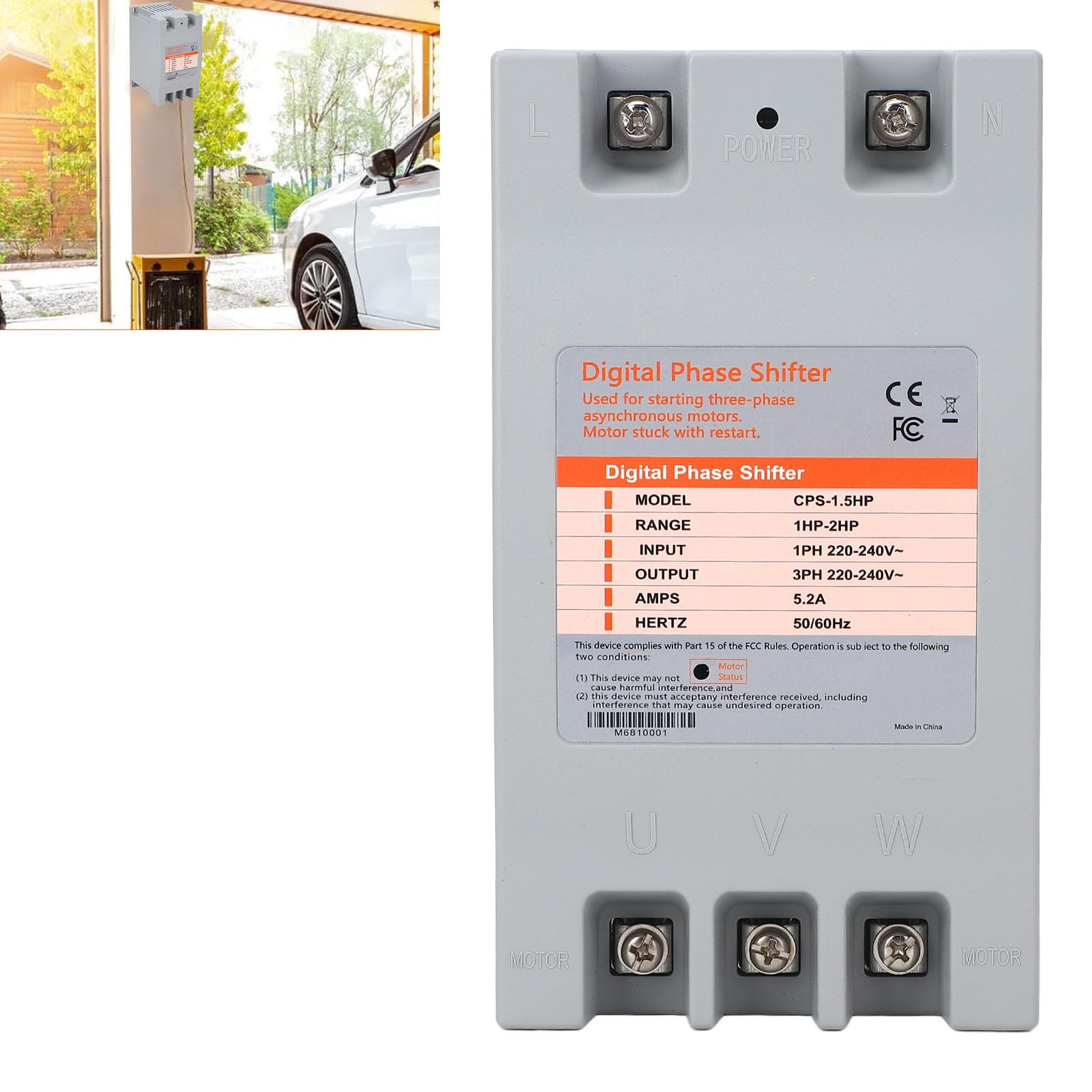 Annadue Desplazador de Fase Digital Industrial Convertidor Monofásico a Trifásico para Maquinaria, Convertidor de Fase de Voltaje Multifuncional