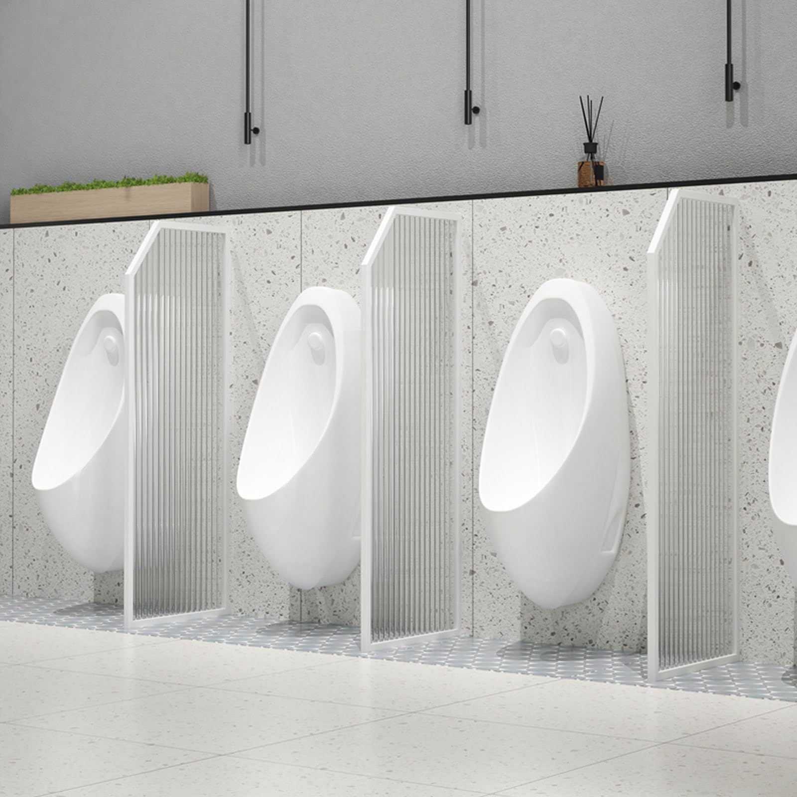 BKSXSOP FloorMounted Men's Urinal Baffle Divider Tempered sfor Restrooms Ideal for Shopping Malls Hotels & Bars (White 1 Piece)