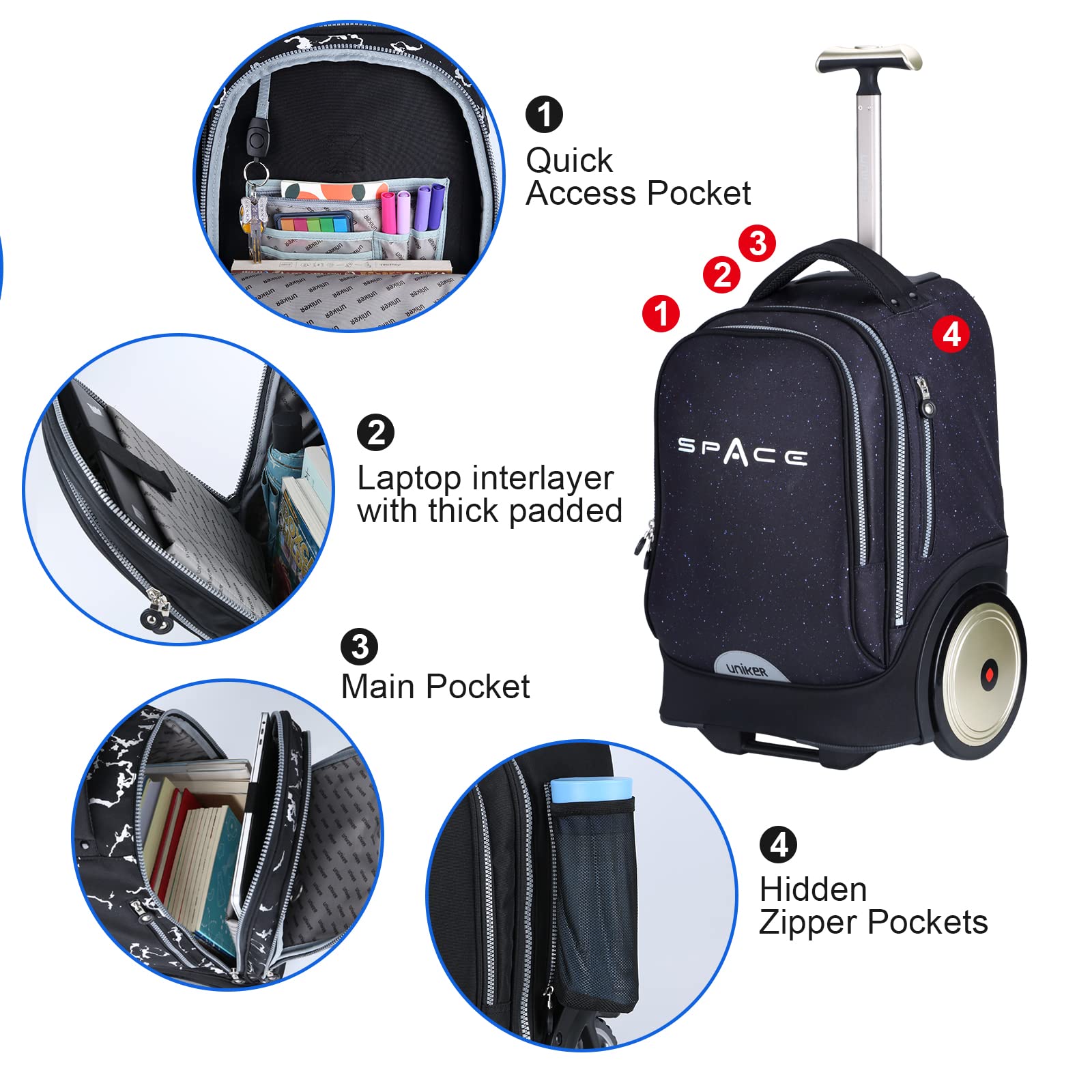 Buy Rolling Laptop Bag for 14 Inch Laptop,19 Inch Roller Bookbag for
