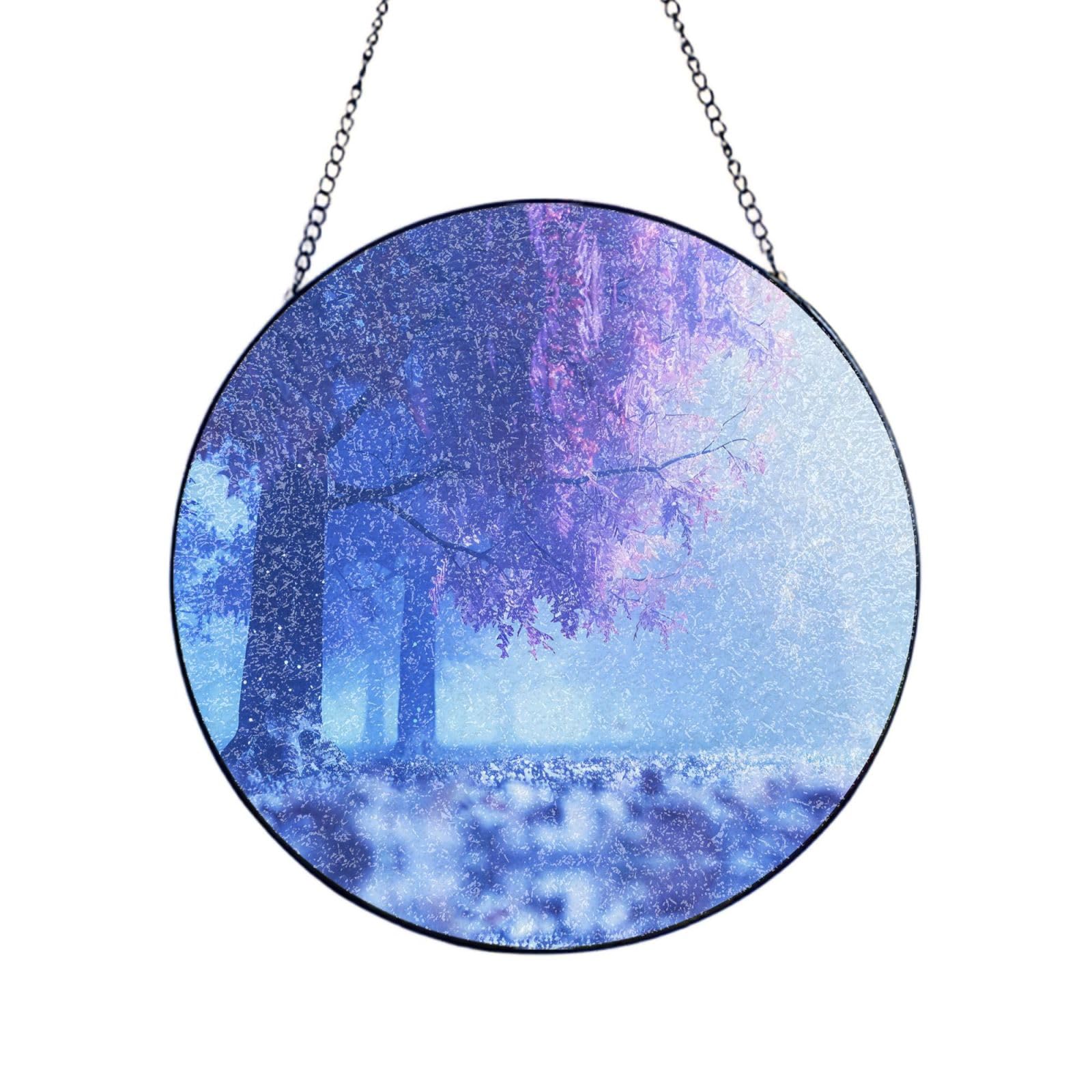 Poezjzw Stained Glass Window Hanging - Tree After Rain Sun Catcher For Door Garden Home Decor Christmas Mother'S Day Birthday Gifts 10in（25cm）