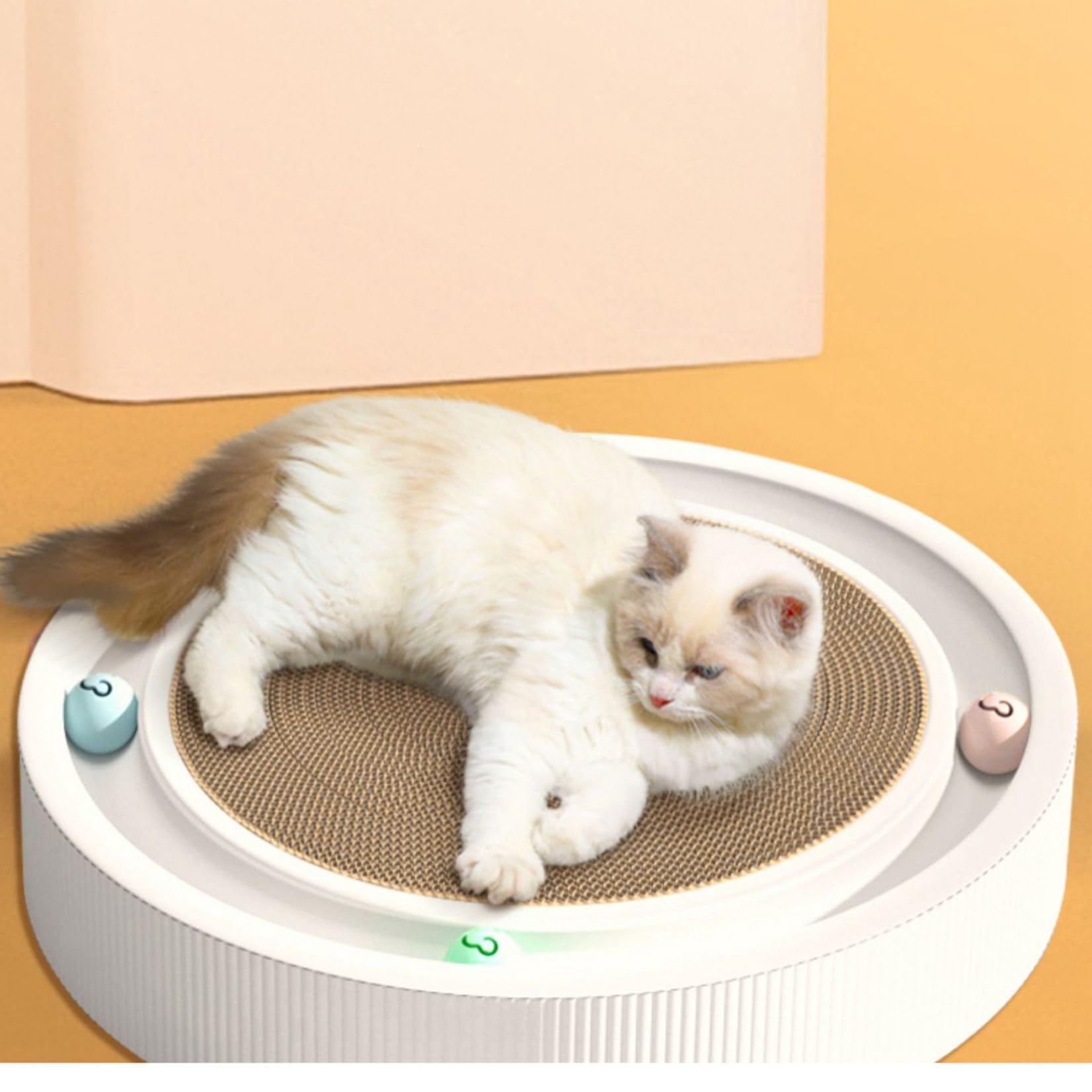 Amazon.co.jp: 猫用爪とぎ 猫 回転ボール付き 強化ダンボール 円形