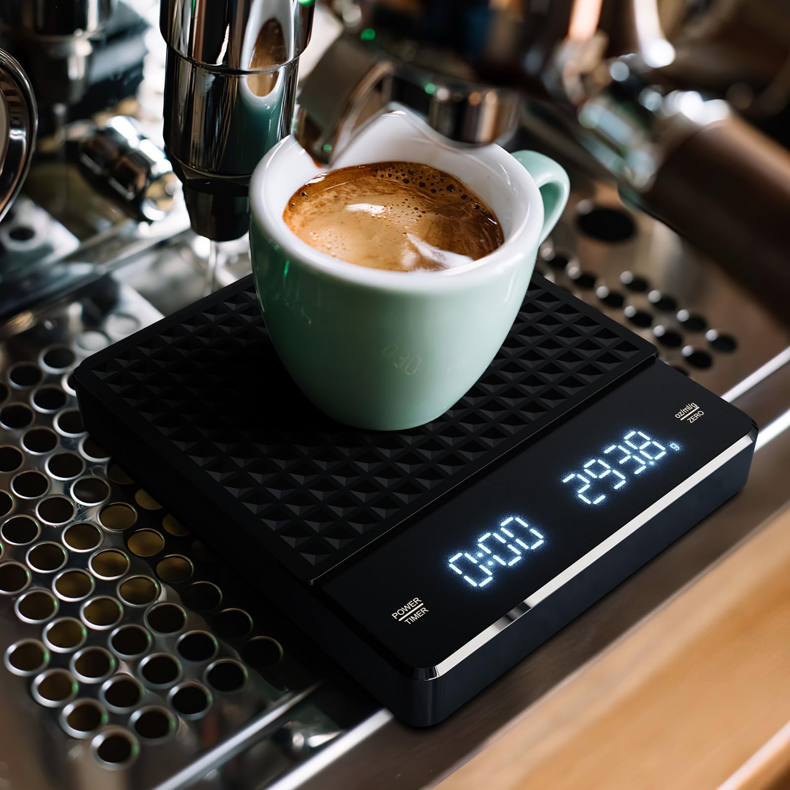 Uonlytech Bilancia Digitale per Caffè Espresso con Timer, Precisione 0,1g Capacità 5000g, Spegnimento Automatico, per Cucina e Preparazione Caffè