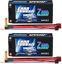 Zeee 2S Lipo Battery 5000mAh 7.4V 120C with 5mm Bullet to Deans Plug Short Battery for 1:10 Scale Vehicles RC Car Truck Boat RC Models (2 pcs)