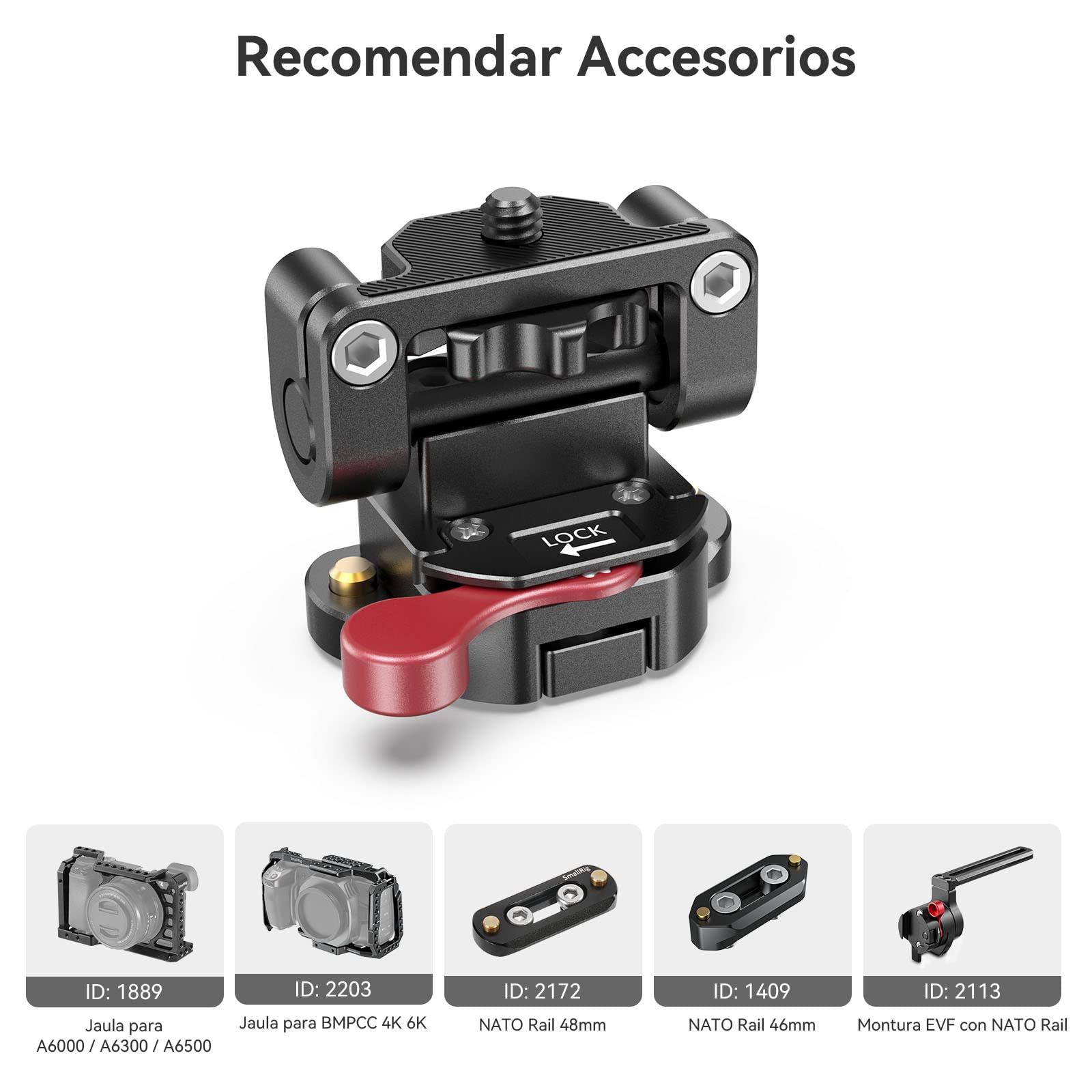 (Nueva Versión) SMALLRIG Monitor Mount Montaje de Monitor con NATO Clamp de Aleación de Aluminio, Quick Release Soporte Monitor DSLR, Inclinación 160° Gira 180° Carga Máxima 1,5kg - 2100