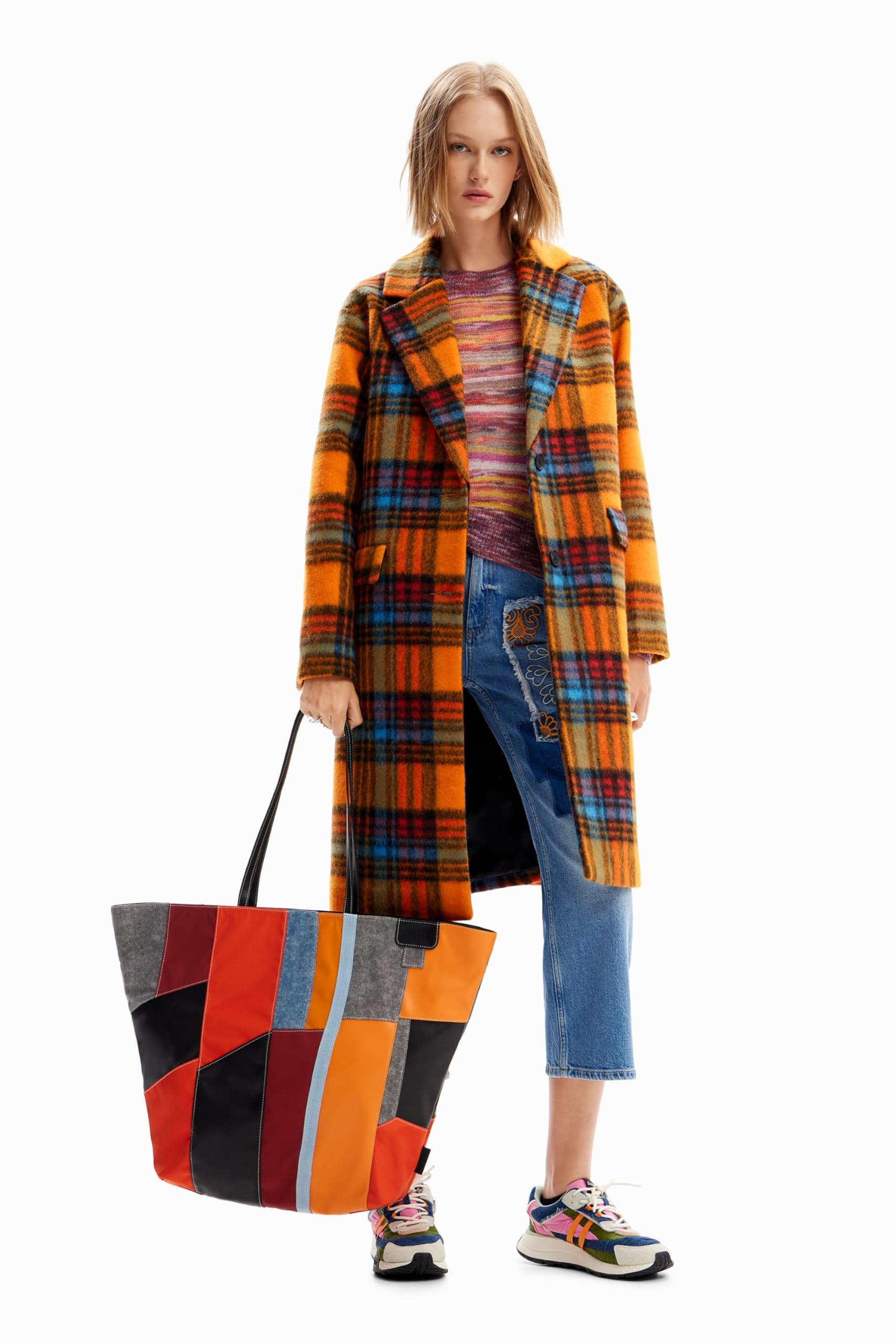 Desigual Abrigo Para Mujer Woman Woven Overcoat Mujer