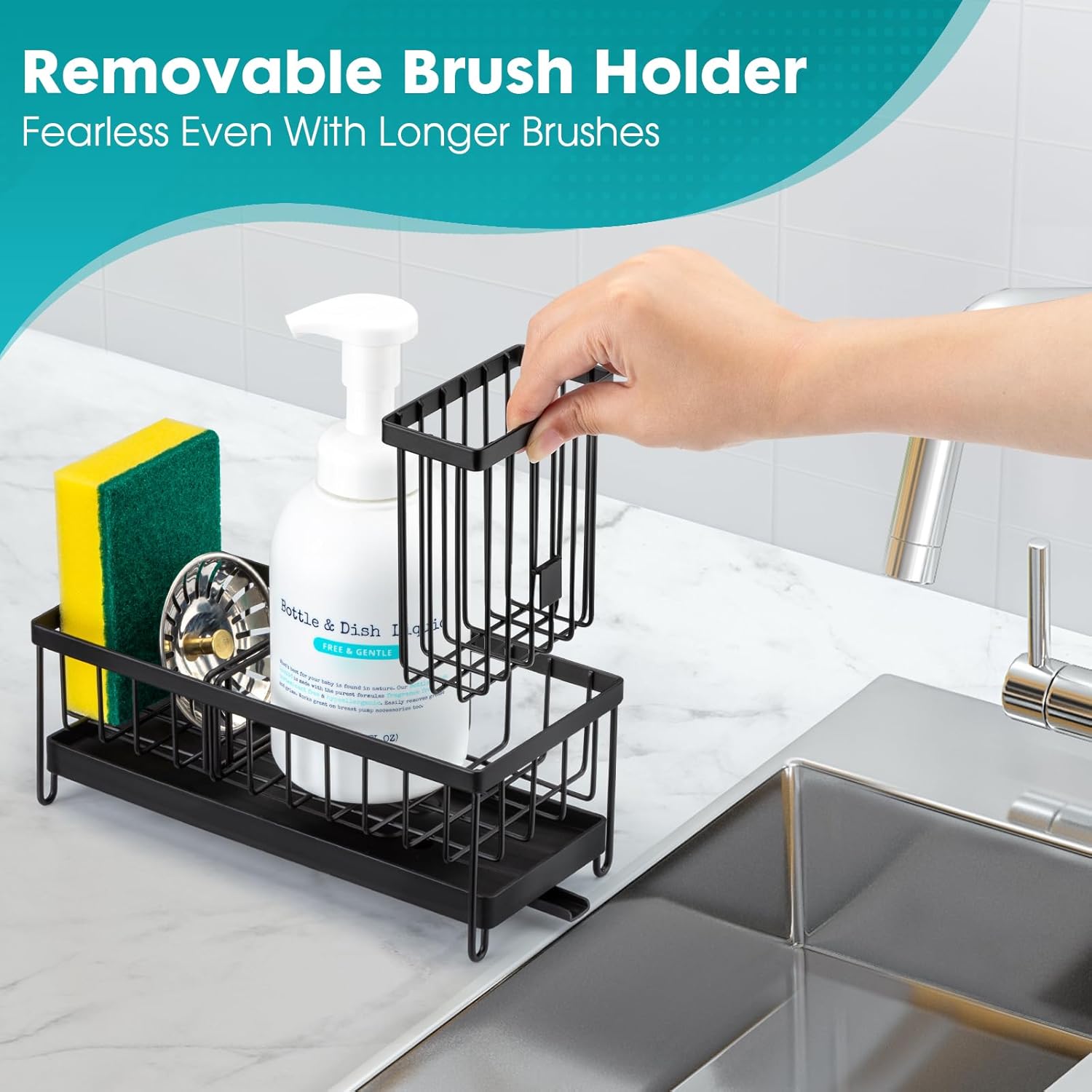 Organisateur d'Évier de Cuisine Sinnsally avec Égouttoir Amovible – Design Pratique et Anti-Rouille - Image secondaire