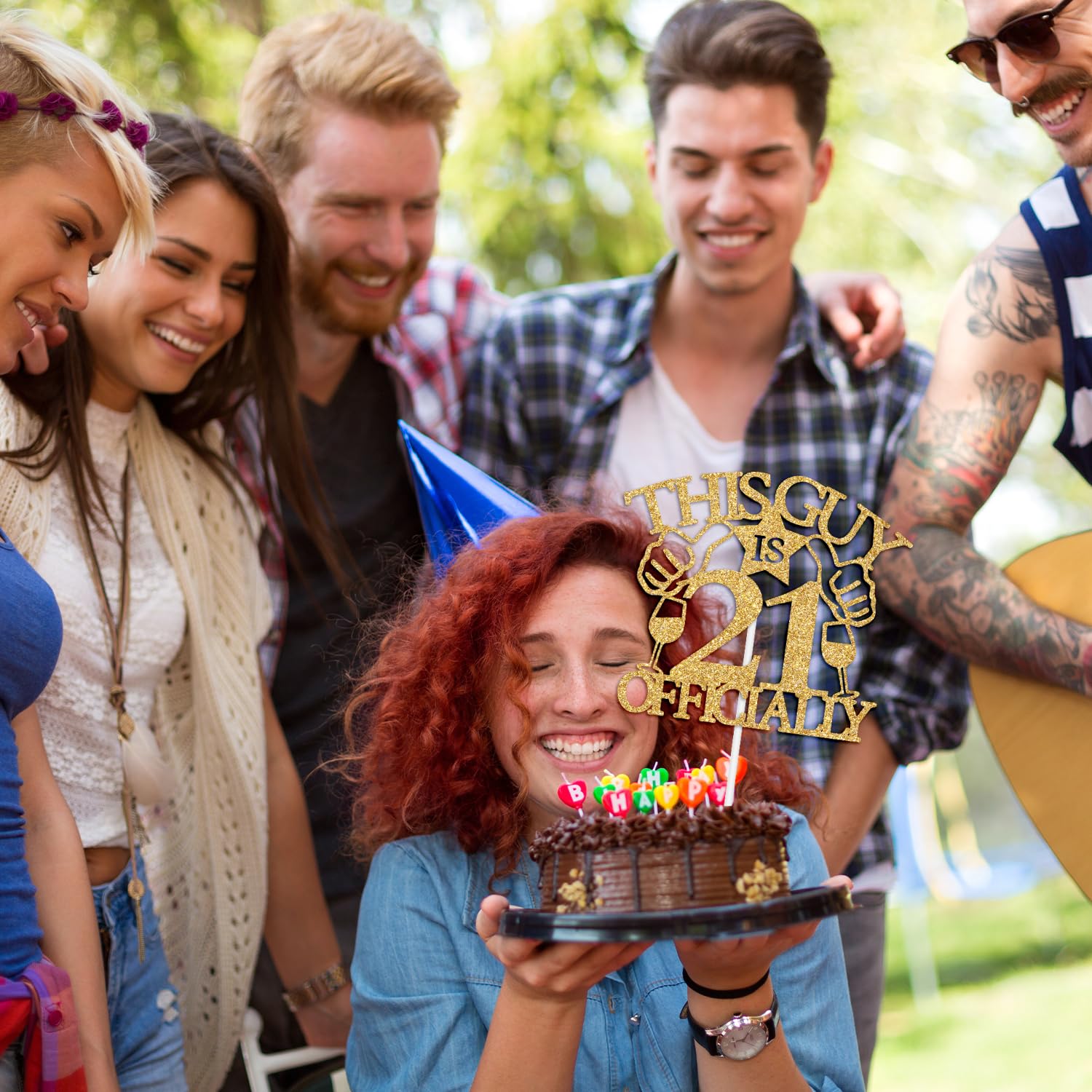 Funny 21st Birthday Cake Topper – 'This Guy Is Officially 21' Black Glitter Decoration For 21st Party - View #10