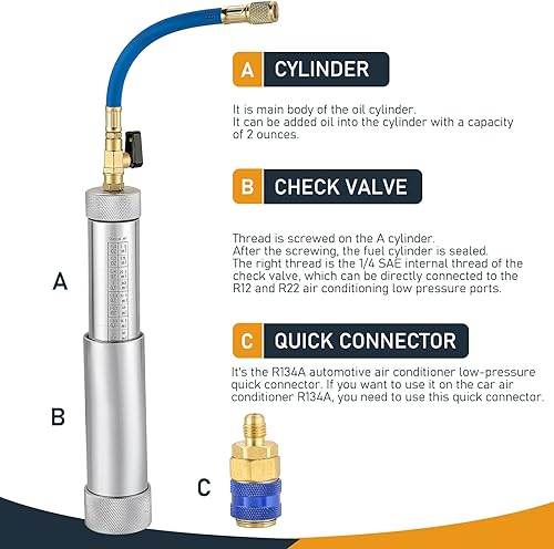 Miniatura 2 de ATPEAM Inyector de aceite y tinte de AC con acoplador rápido a presión Herramienta de inyección de tubo de llenado de refrigerante de aire