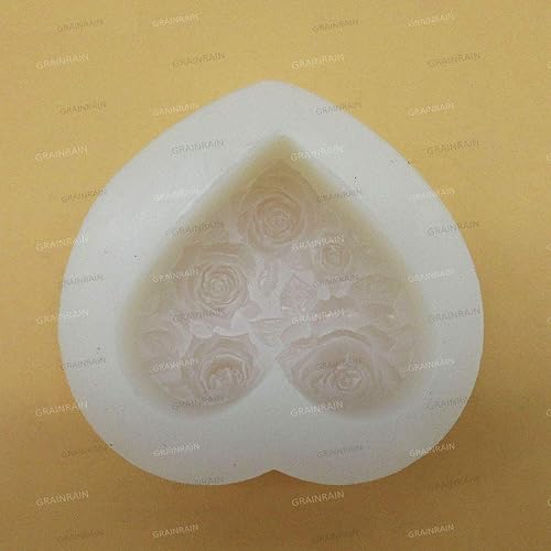 Miniatura 8 de Grainrain Molde de jabón de silicona hecho a mano para velas 3D de resina para jabón hecho a mano, corazón, rosa flor (14164