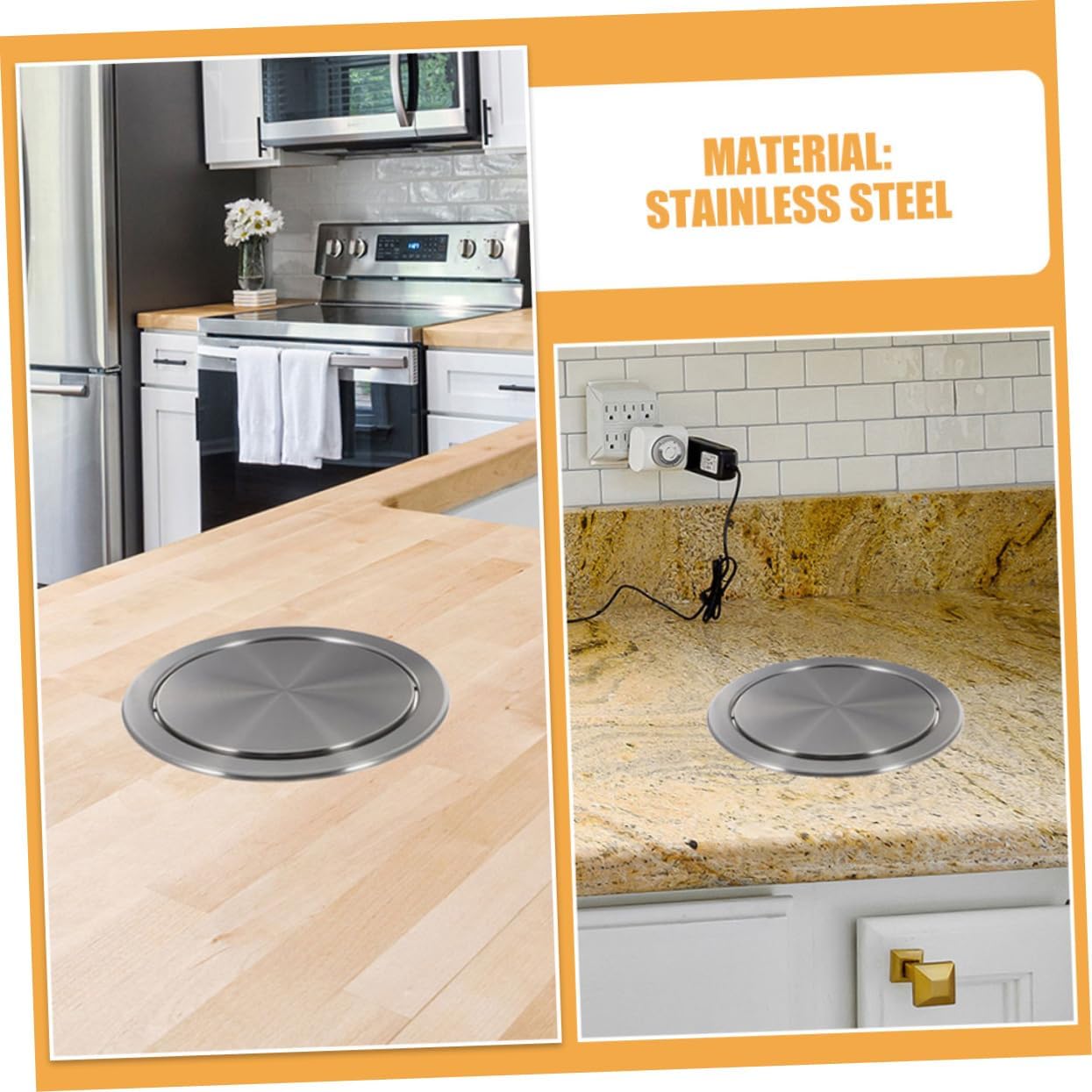 Stainless Steel Trash Can Lid with Flip Top for Kitchen Use