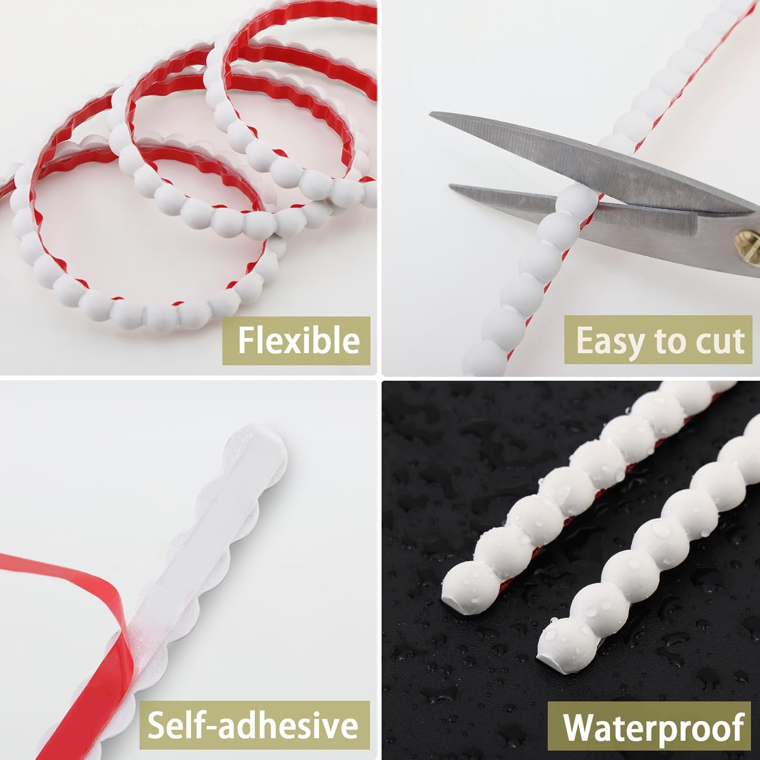 118" x 0.39" Peel and Stick Unfinished Beaded Trim - Easy to Paint, Flexible DIY Craft Molding for Mirror Frame, Backsplash, Wall, Door, Cabinet, Dresser, Shelf - Image 4