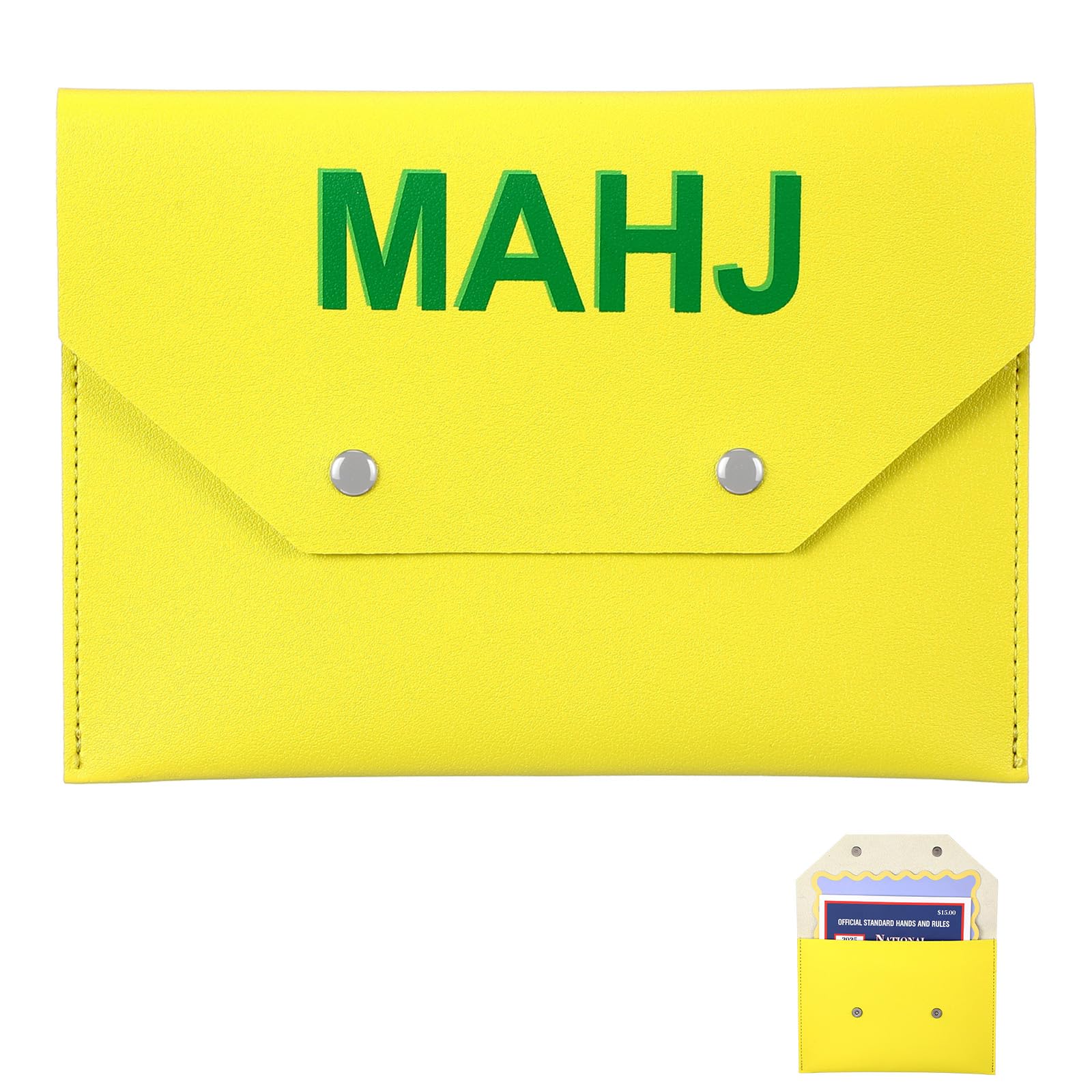 SilTriangle Leather Mahjong Card Holder Gift, Yellow, 8x6 Inch, Solid Color — image 1