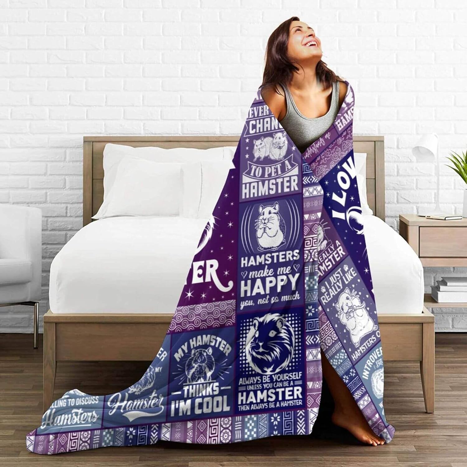 Hamster Blanket for Women Men, Cute Hamster Themed Design Printed Throw Blankets for Teens Adults Lap, Chair Sofa, Warm Soft Cozy Blanket, 50"x 60"