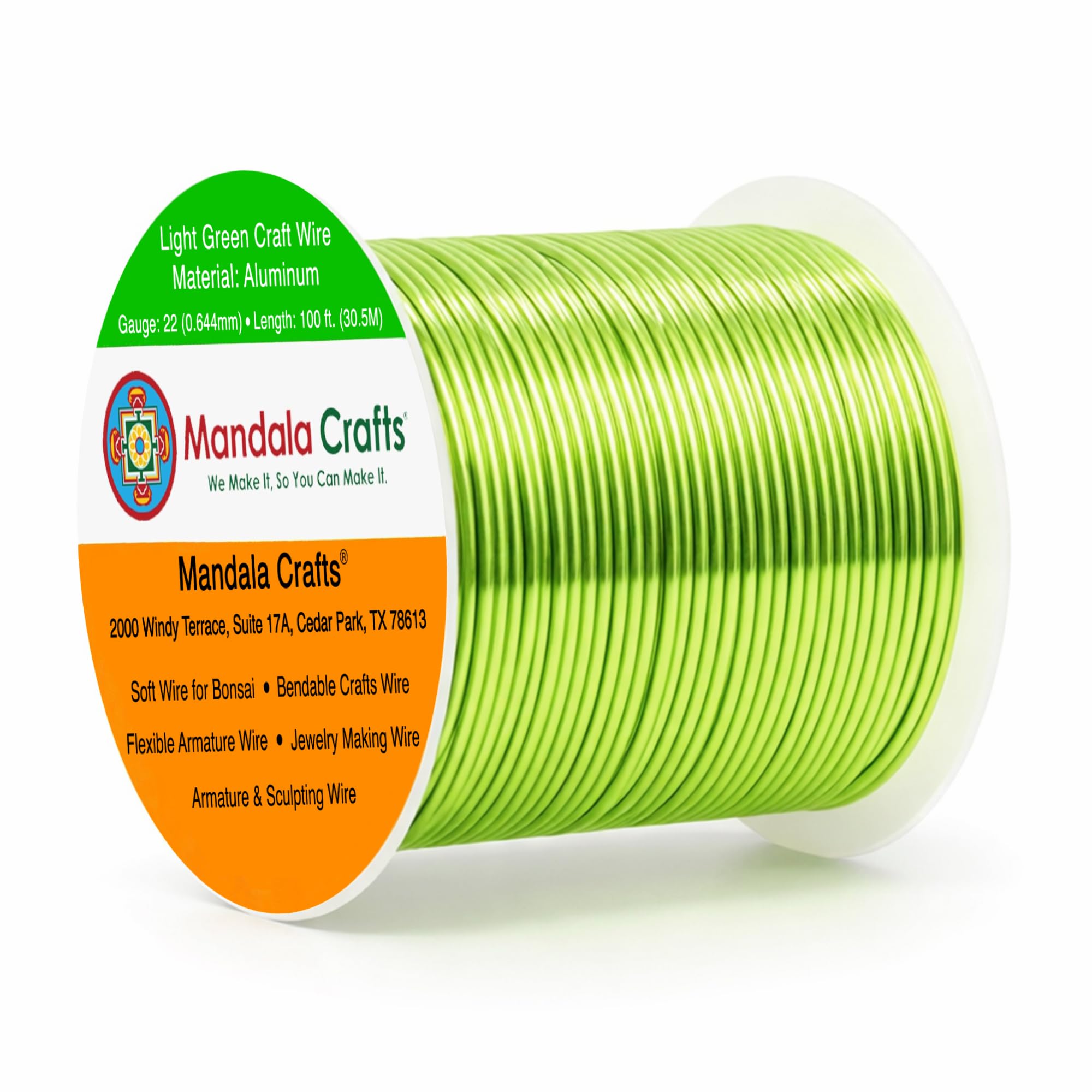 Mandala Crafts 22 Gauge Light Green Anodized Aluminum Craft Wire, 100 FT