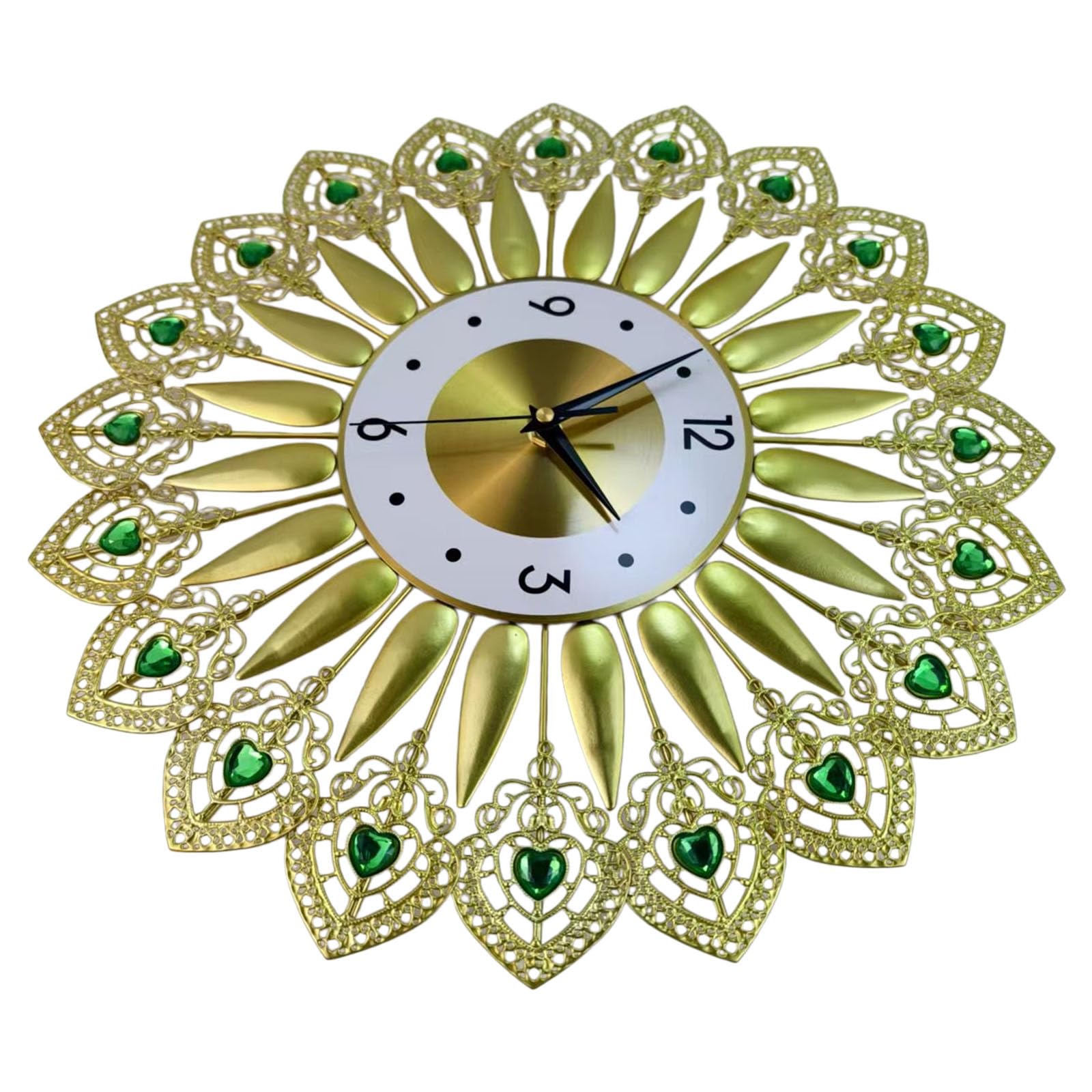 Kaeltsyn Large Wall Clock Metal None-Ticking Silents Crystal Leaves Digital Clocks for Living Room Bedroom Decorations Crystal Leaves None-ticking Silents Battery Operated Clocks