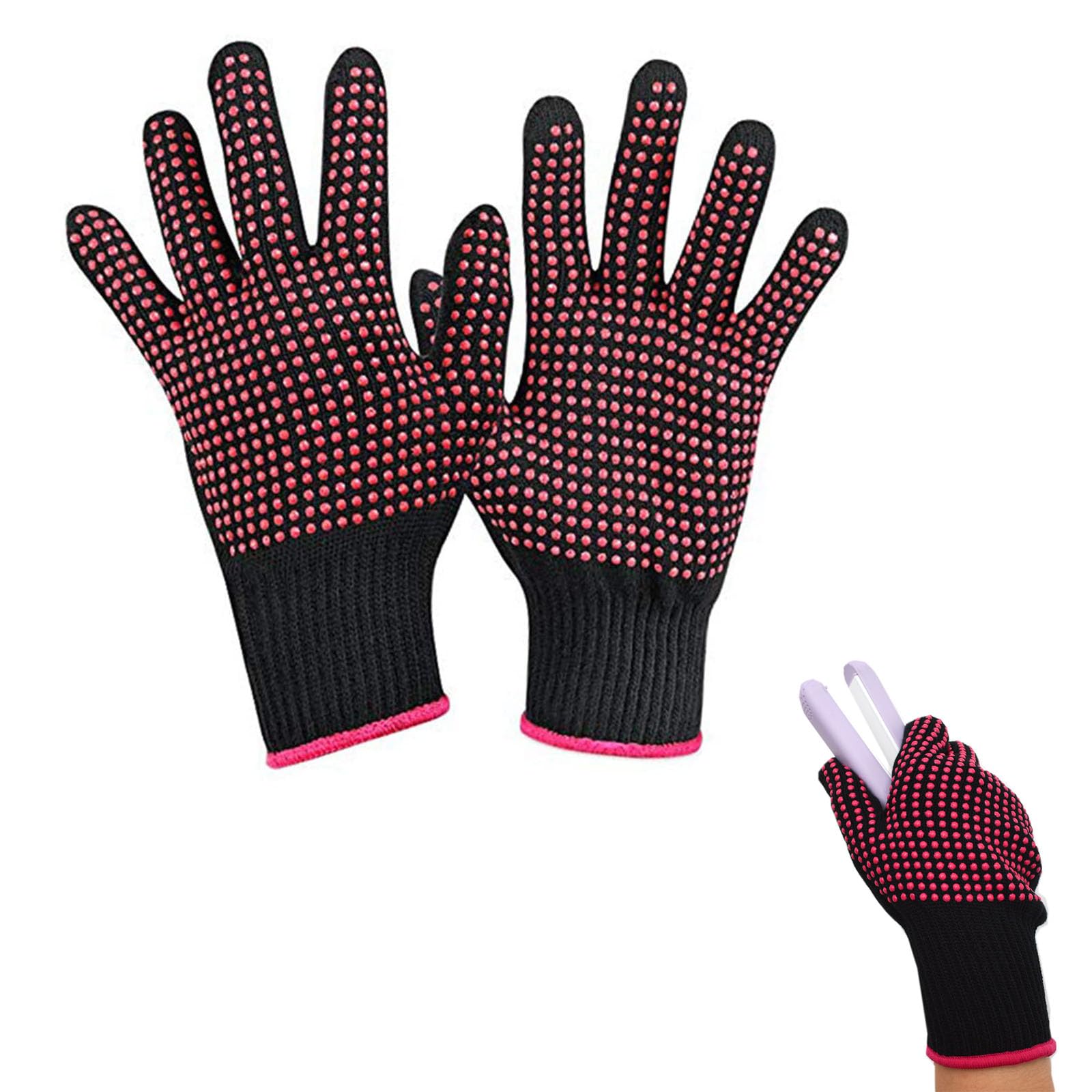 Résistantes à La Chaleur Gants, Gants Thermique Coiffure, Gants Résistant à la Chaleur pour la Coiffure, Gants Thermiques De Salon, Gants Professionnels Résistants et Bloquant la Chaleur, (Rose)