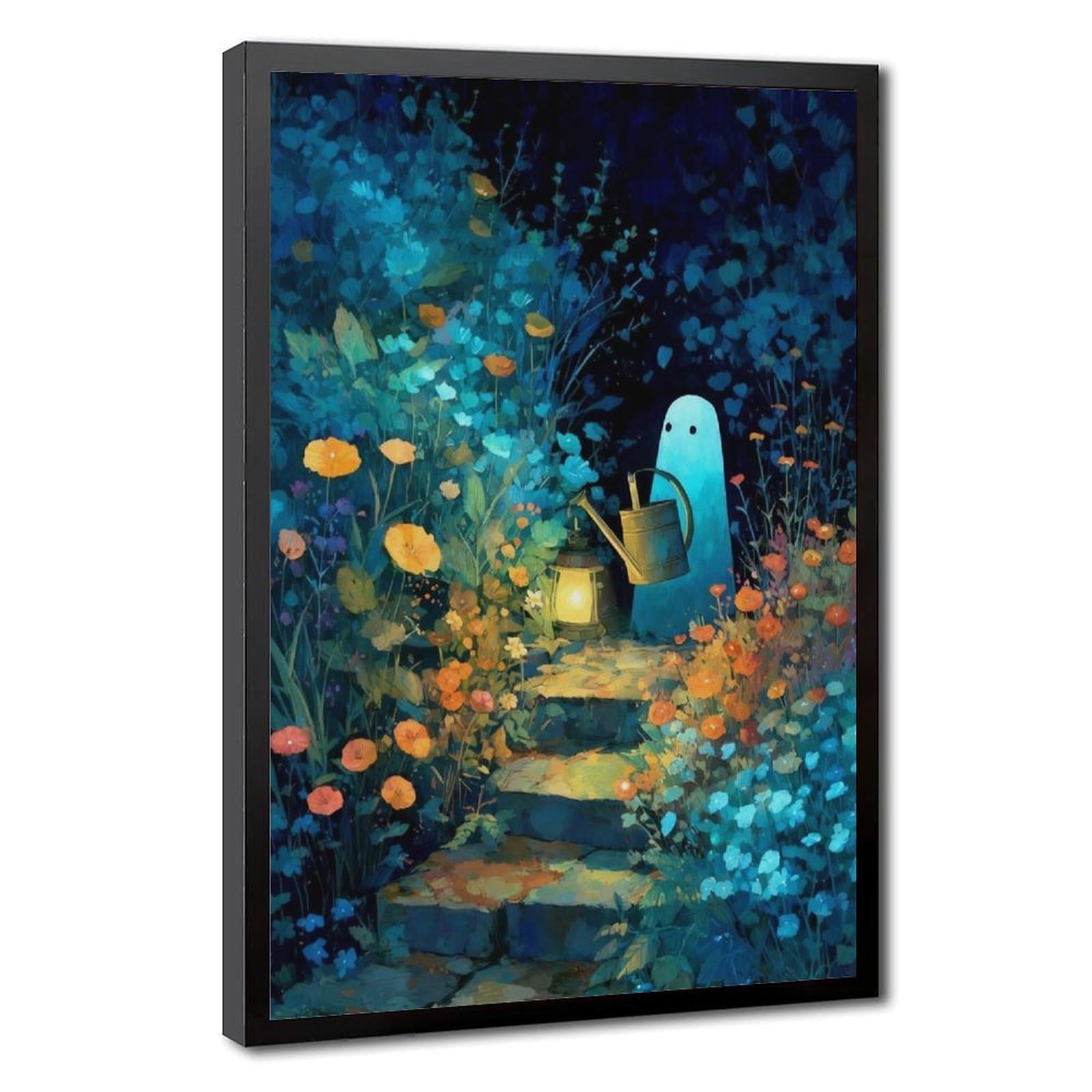 Bareronor Grey Whimsical Ghost Garden Canvas Poster Bedroom Decor Landscape Office Room Decor Gift 8" L X 12" W