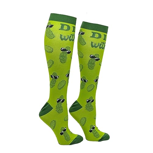 Crazy Dog T-Shirts Funny Workout Compression Socks for Women and Men Sarcastic Designs on Unisex 20-30 mmHg Compression Socks - One Size - Dill With It