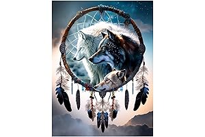 Champi 5D DIY Wolf Dream Catcher Diamond Painting Kit: Unleash Your Artistic Spirit