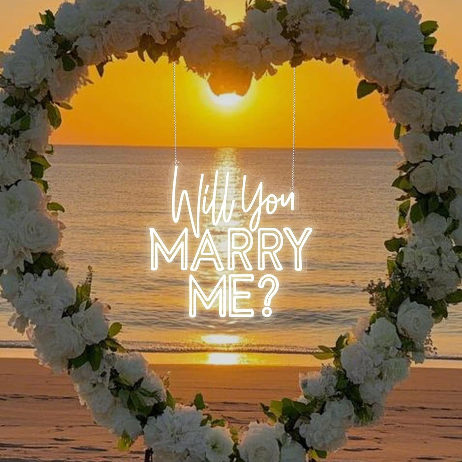 Will You Marry Me Neon Signs 20.9×14.6" Hanging Wedding Proposal LED Light Sign for Room Decor Light Up Sign Wall Decor, Birthday Party Wedding Decoration WILL YOU MARRY ME (LARGE)