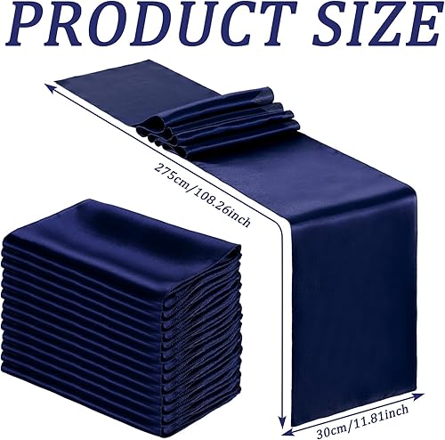 Miniatura 104 de Bencailor 24 caminos de mesa de satén a granel de 12 x 108 pulgadas de largo, mantel de tela suave brillante para banquete de boda, cumpleaños
