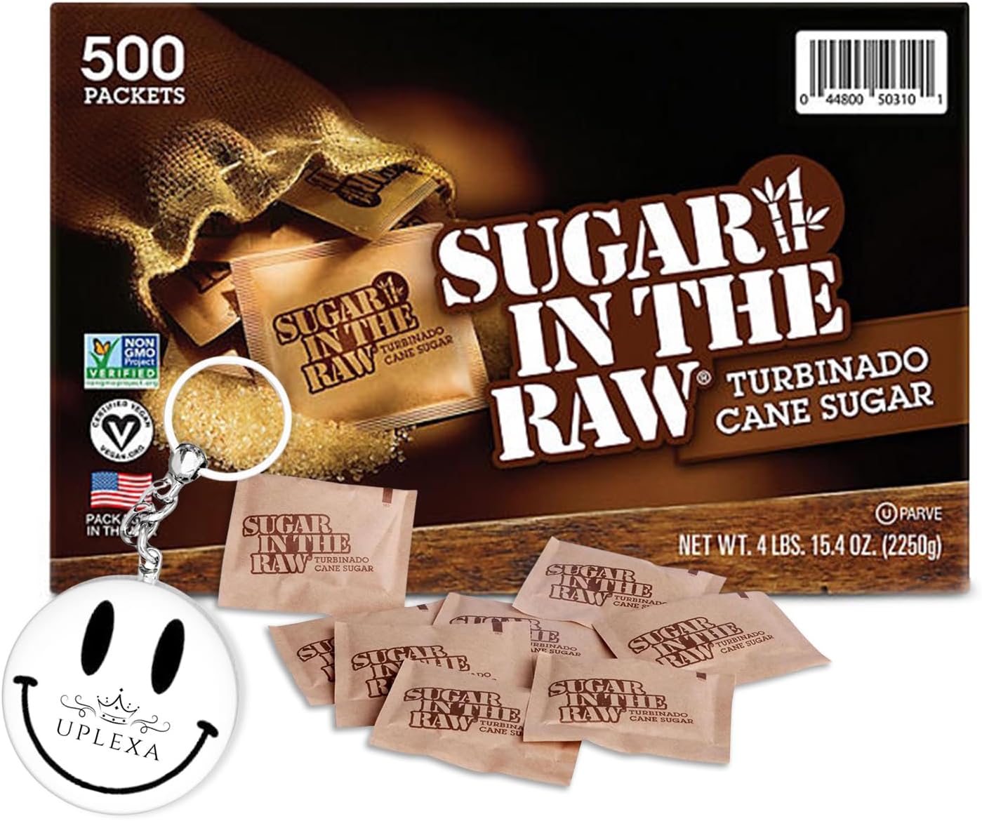 Sugar InThe Raw Brown Sugar Packets – 500 Count Individual Sugar Packets – Premium Unrefined Turbinado Sugar for Office, Home, Coffee Shop, Restaurants – Intense and Robust Flavor