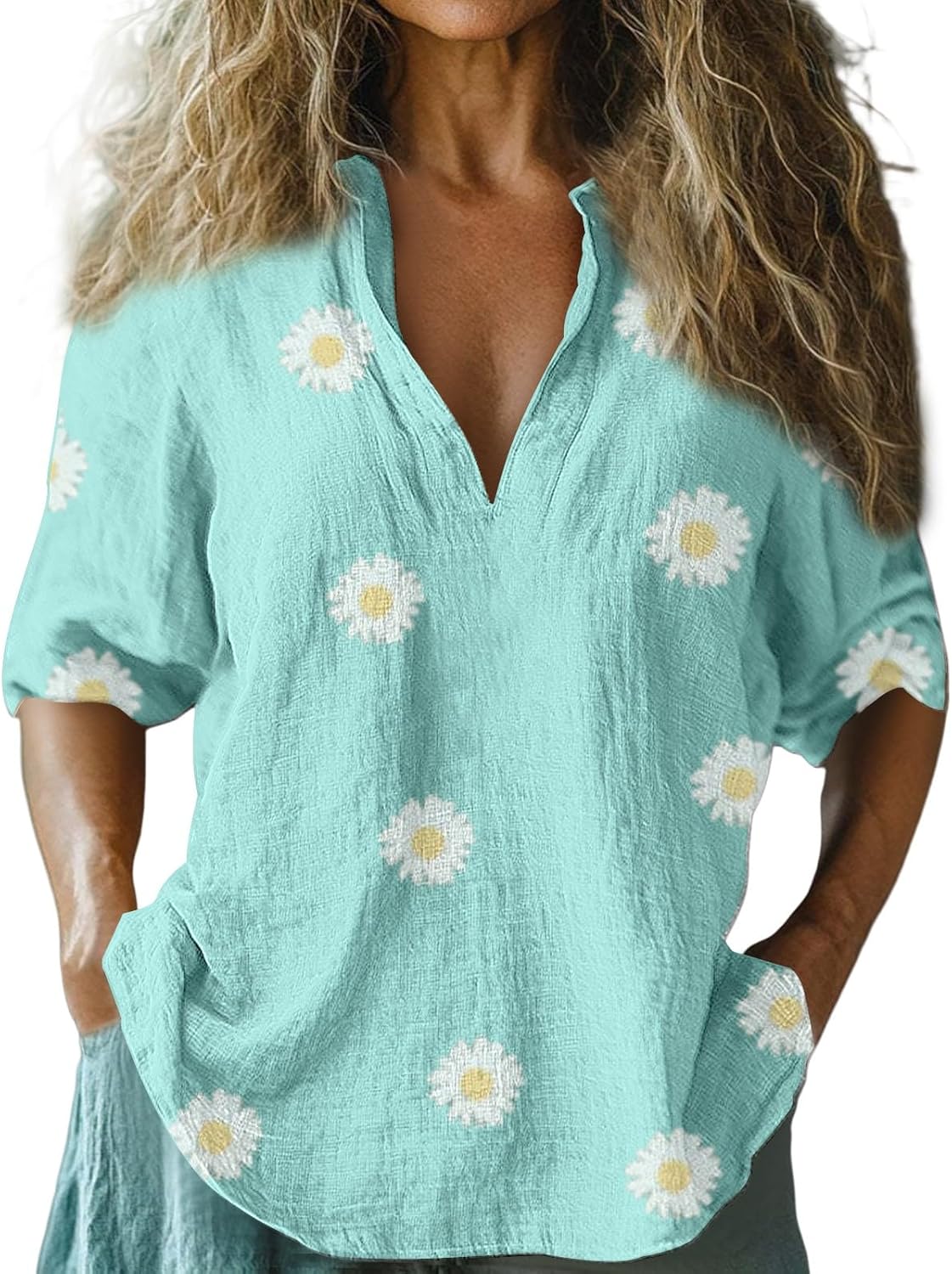 Boho Bluse Damen Mit Blumenprint | Leichte Sommerbluse Mit V-Ausschnitt