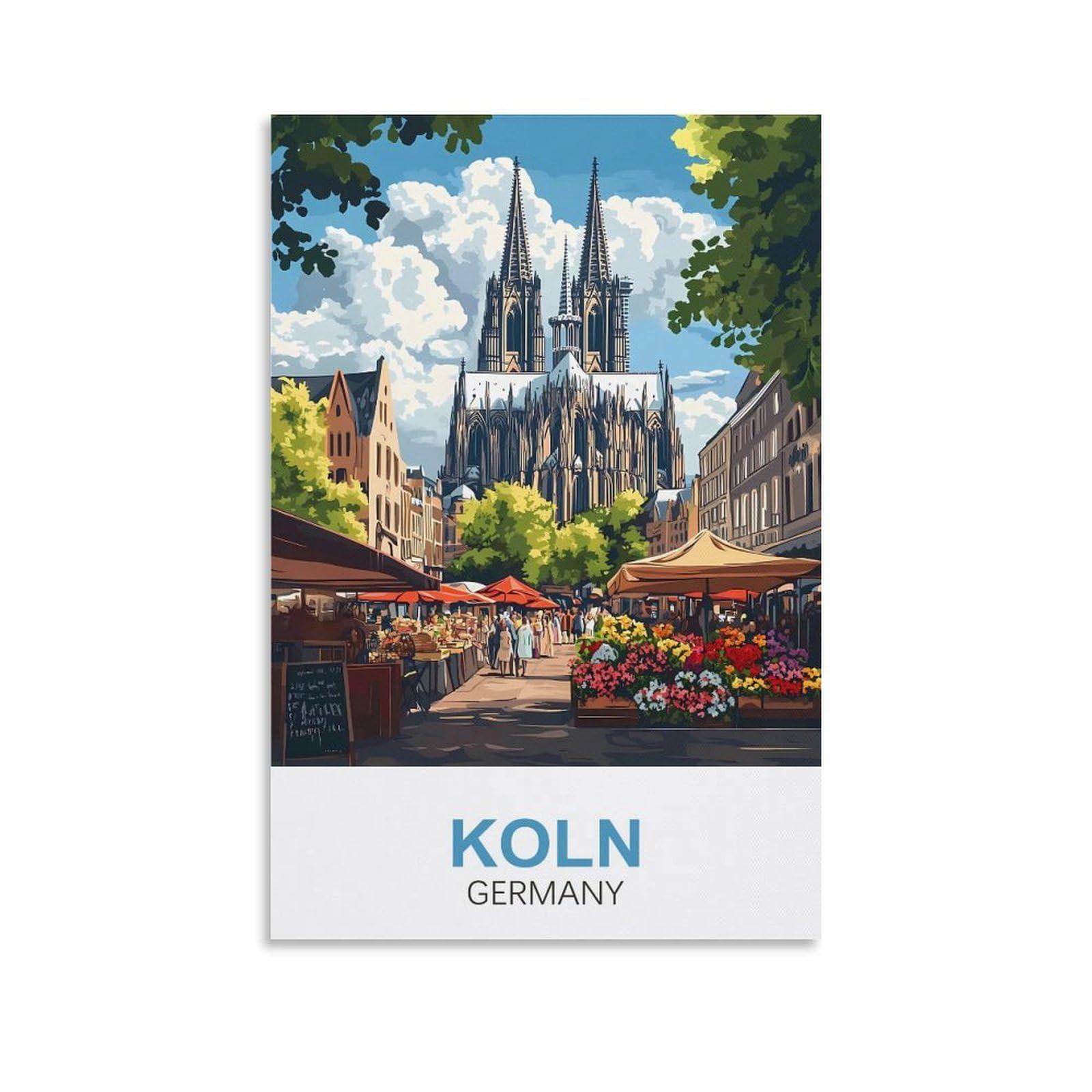 Clfmhnas Unframe-Style Koln Germany Vintage Travel Poster 08X12inch(20X30cm) Canvas Wall Art Prints