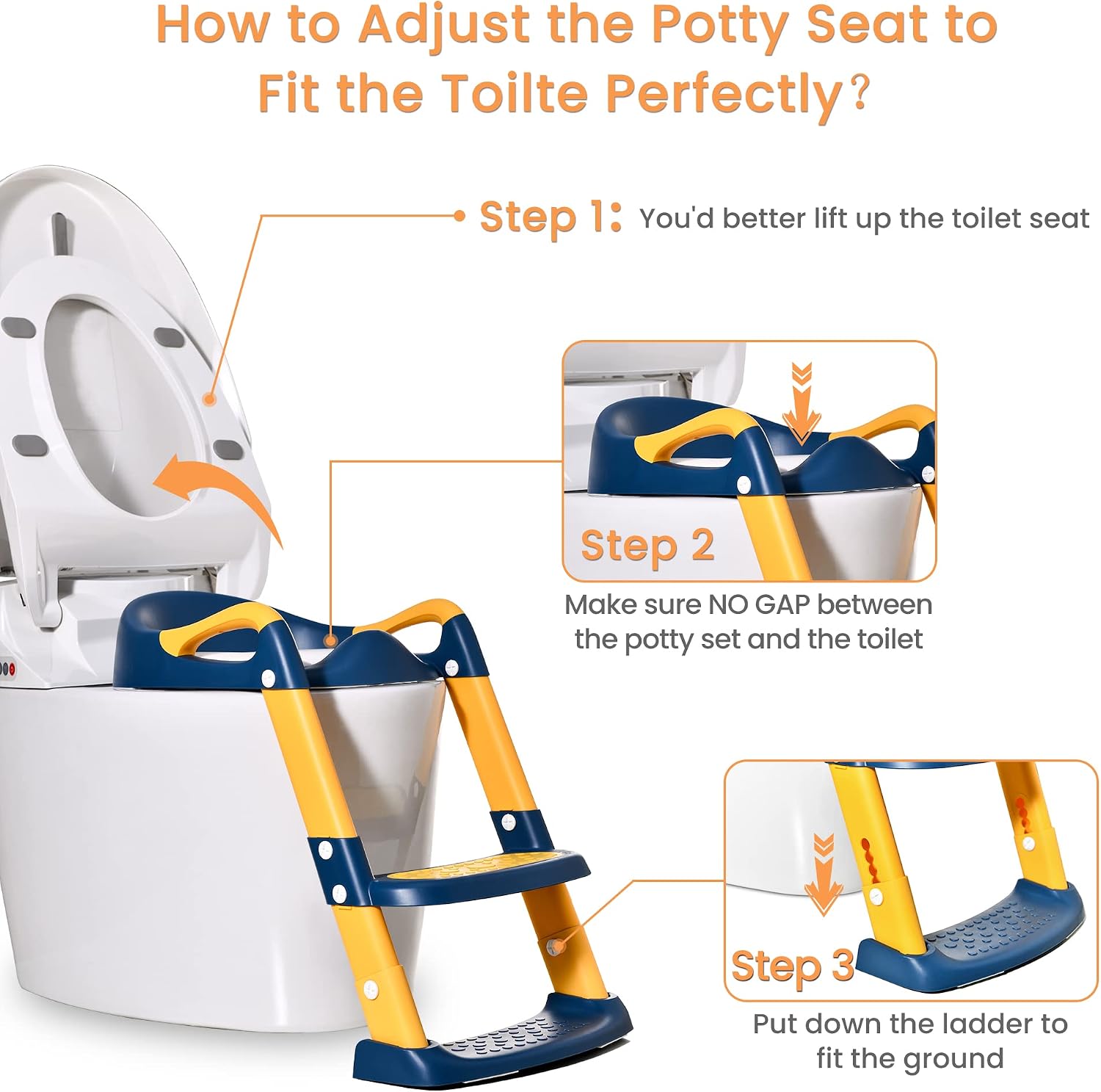 Kylinton® Potty Training Seat with Step Stool Ladder, Foldable Toddler Potty Seat for Toilet 2 in 1 Potty Training Toilet for Kids, Splash Guard Comfotable and Anti-Slip Pad for Boys Girls, BabyPink