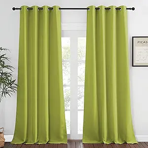 NICETOWN Blackout Window Curtain 90 inch Length - Room Darkening Thermal Insulated Grommet Large Window Treatment Light Blocking for Bedroom/Doorway (Fresh Green, 1 Panel, W52 x L90)