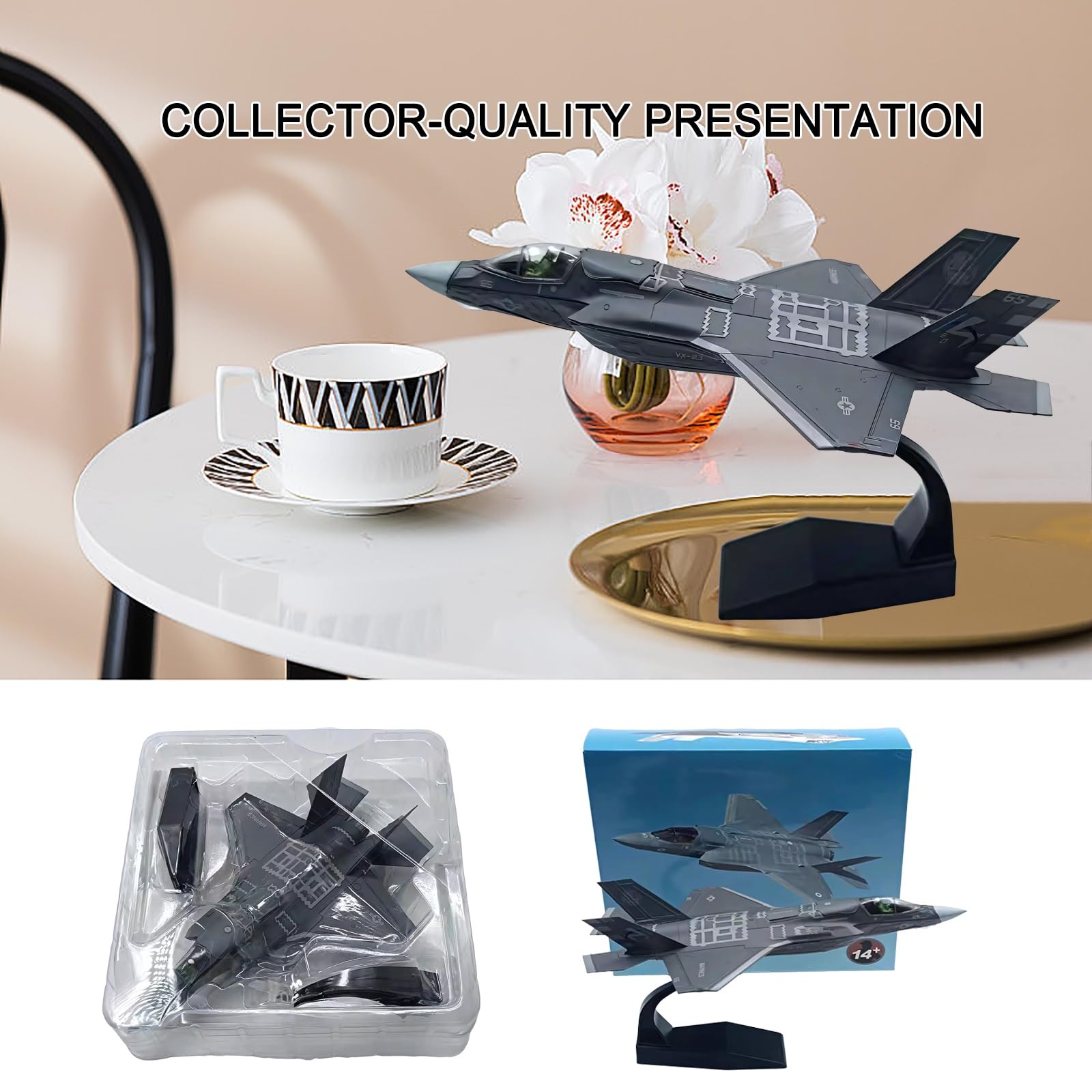 1:72 F-35B Modello visualizzazione statica caccia decollo verticale in metallo pressofuso preassemblato con supporto, dettaglio elevato for collezionisti appassionati aviazione Regalo