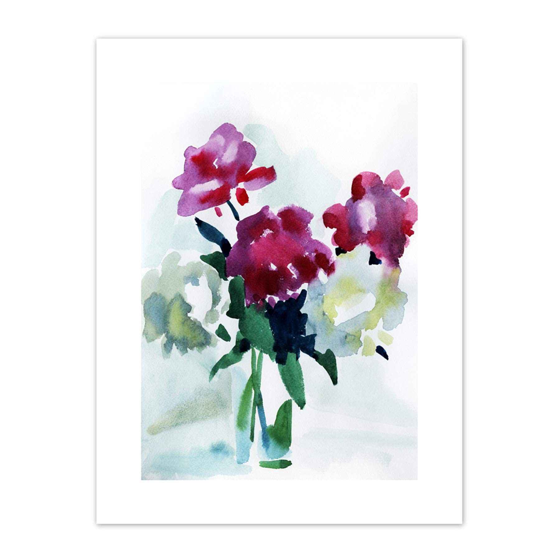 Wee Blue Coo Flower Watercolour Peonies Art Print Canvas Premium Wall Decor Poster