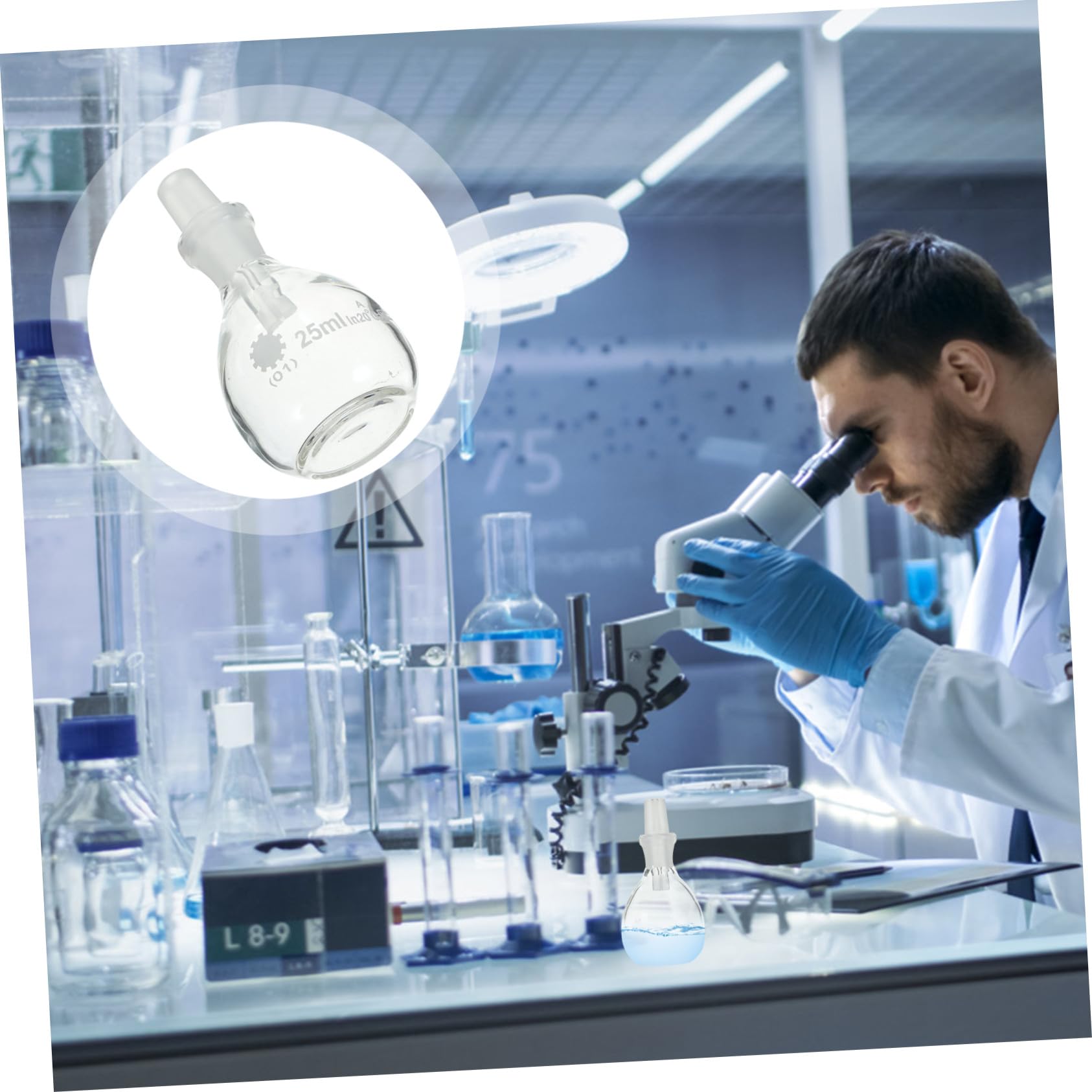 Picnometro In Vetro Con Tappo 25 Ml Per Laboratorio Bottiglia Di Vetro Per Stoccaggio Dei Reagenti Flacone Reagente Per Misurazione Della Densità e Uso Sperimentale