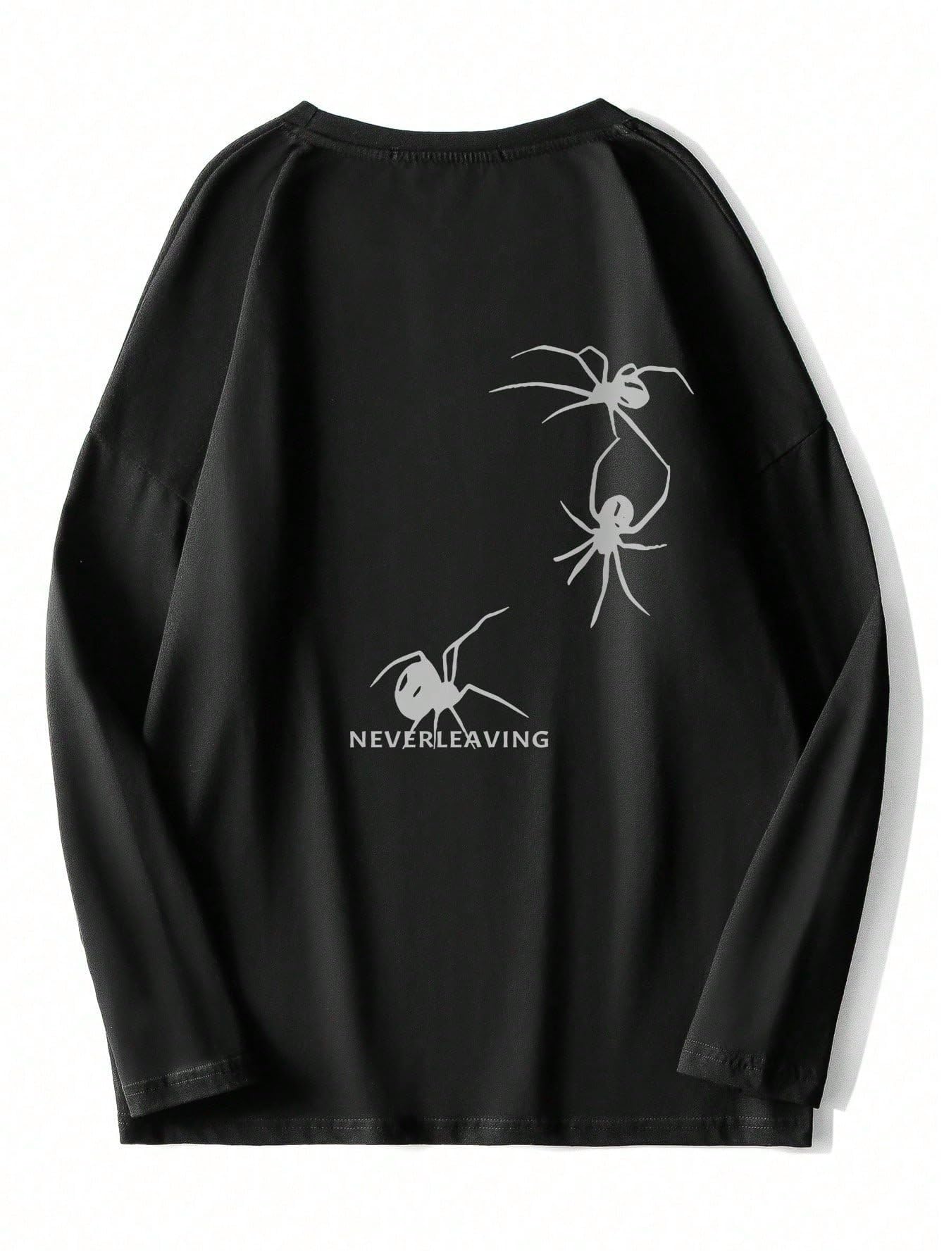 sxv style Neverleaving Men Spider & Letter Graphic Drop Shoulder Full Sleeves Tee-picture-28