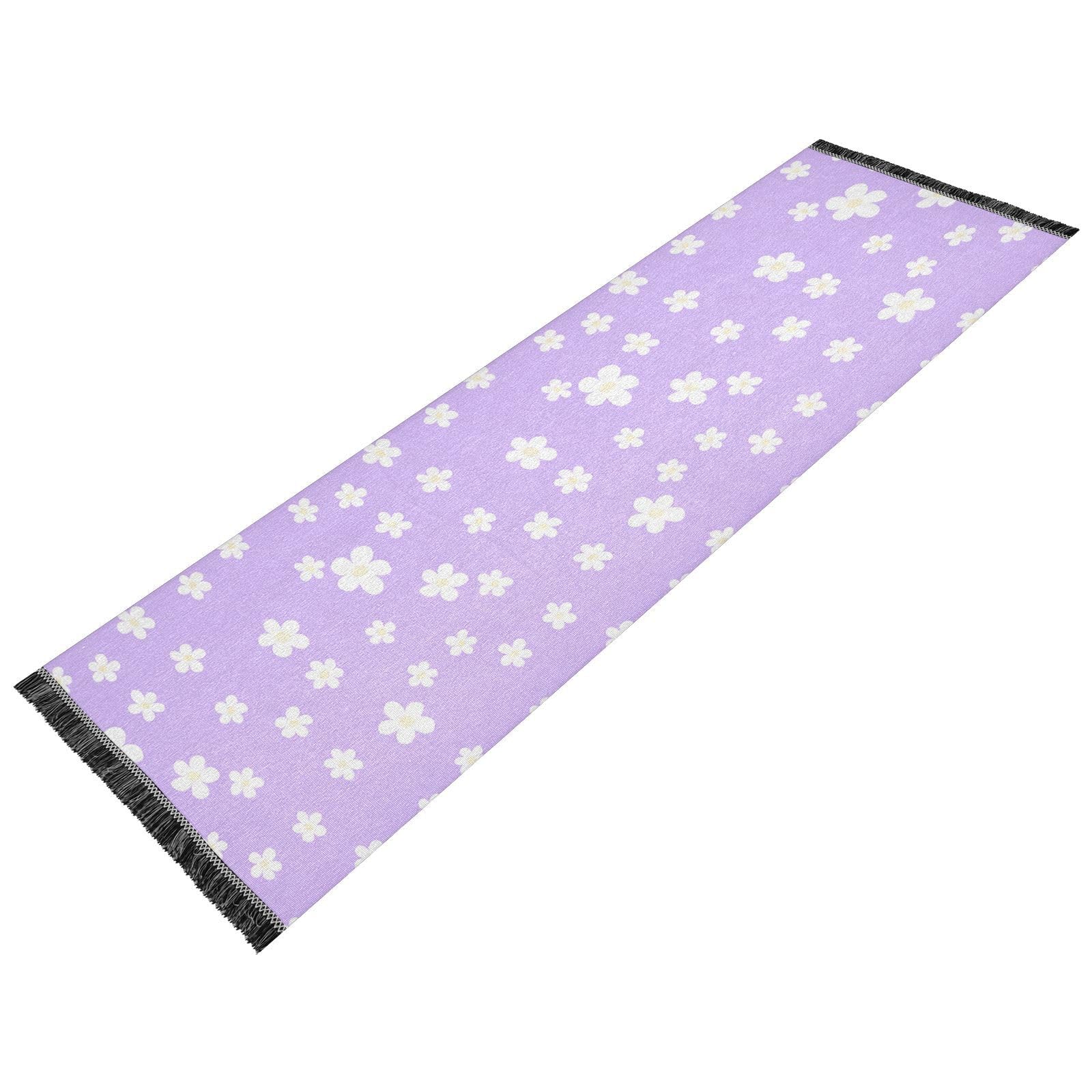 Flower Blossom Purple Runner Rug for Hallways Kitchen Rugs Washable Rug for Laundry Entryway Bedroom 72 * 23.5 in