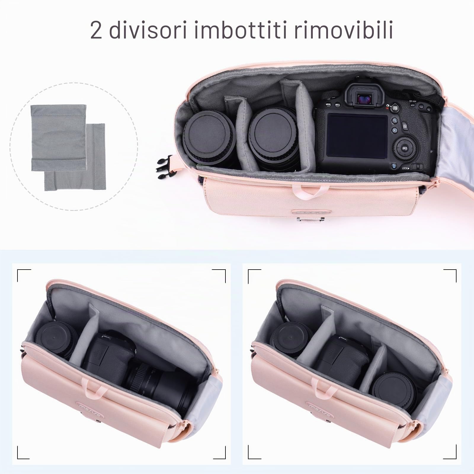 MOSISO Borsa a Tracolla Fotocamera per DSLR/SLR/Mirrorless, Borsa | Fotografia Imbottita Compatta con Copertura Antipioggia Compatibile con Canon/Nikon/Sony Fotocamere&Obiettivi,Rosa