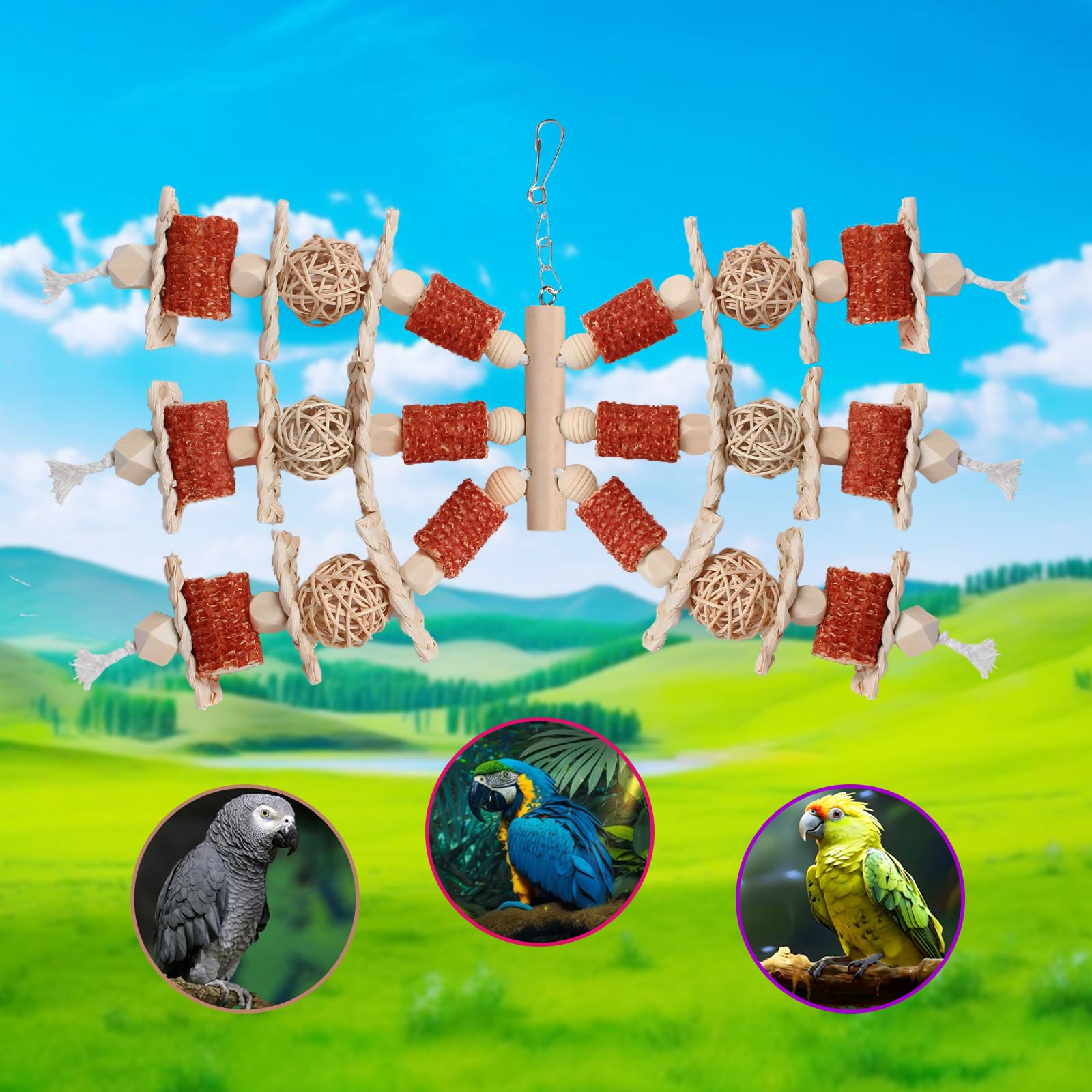 Bird Toys, Natural Corn Stick Parrot Toys Hanging in Bird Cages，for Small and Medium-Sized Macaws,African Grey,Cockatoos,Cockatiel,Sun Conure，Amazon Parrots - image 4