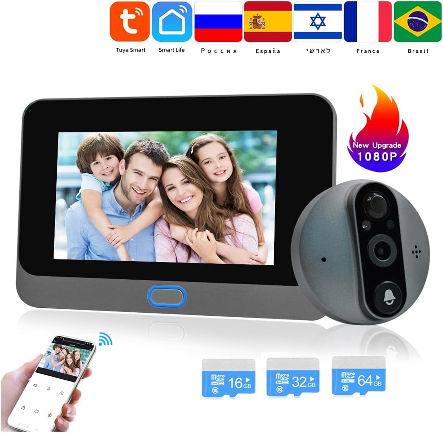 ThikK 1080P Wifi Wireless Video Doorbell Camera Tuya Smart Home Apartment Wifi Visual Peephole Door Bell Tuya Video Intercom for Home(R9S-1080P-32g) 8 71hy1igjOTL. AC SL1500