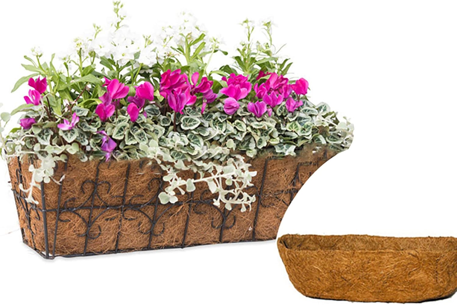 2 Pack Coco Coir Liner Coconut Liner Hay Rack Window Planter for Window Box Hanging Trough (23.6 inch)