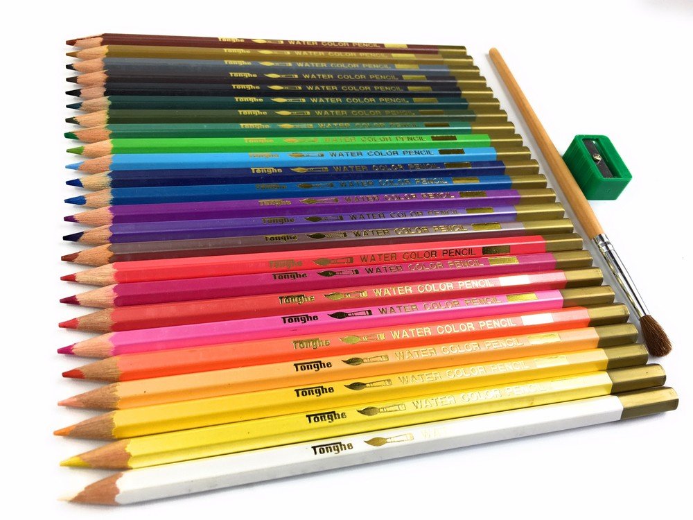 Amazon | 色鉛筆 水彩色鉛筆 24色 筆・鉛筆削り付 水彩画鉛筆