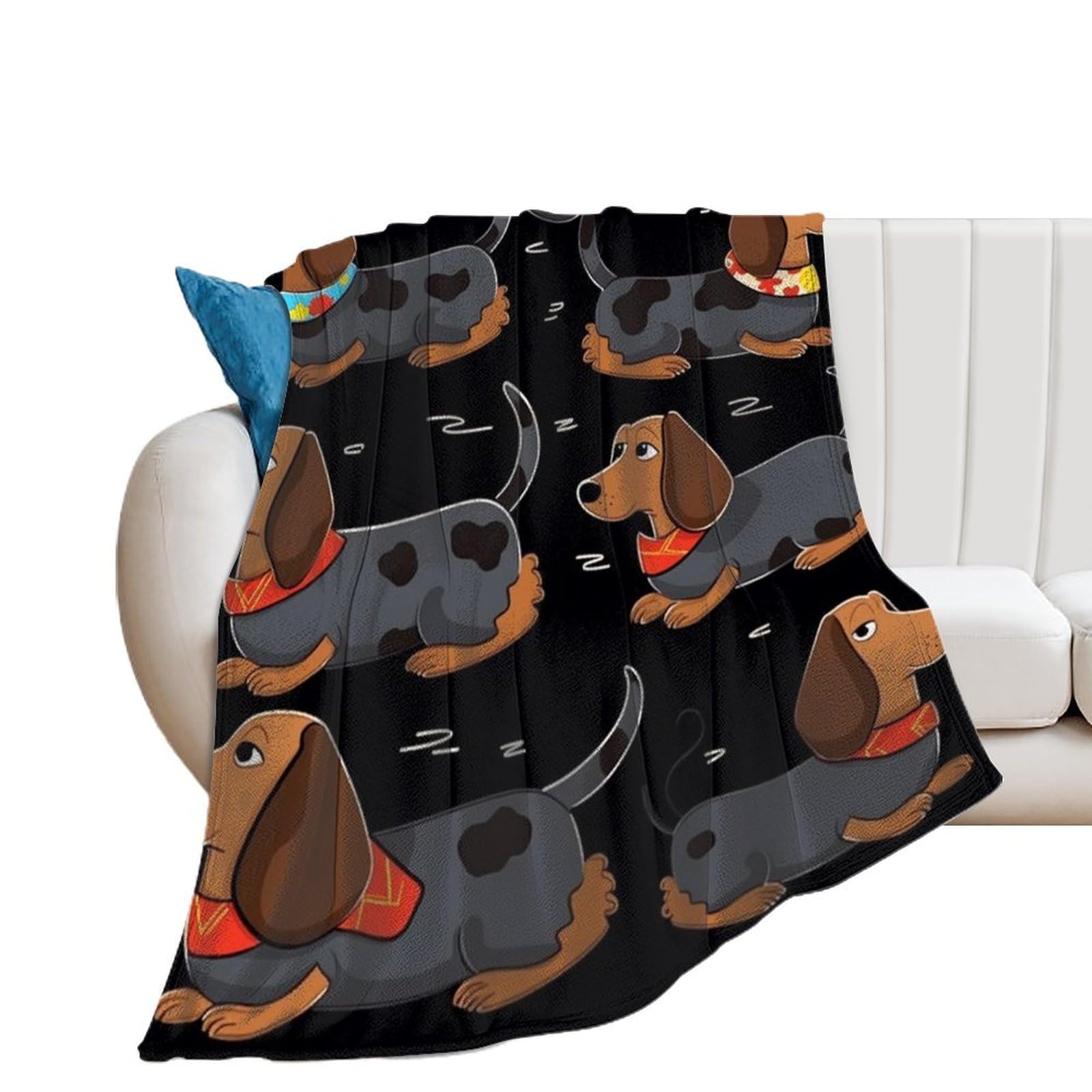 Couverture canapé teckel douce : plaid de voyage 130x150 pour femme