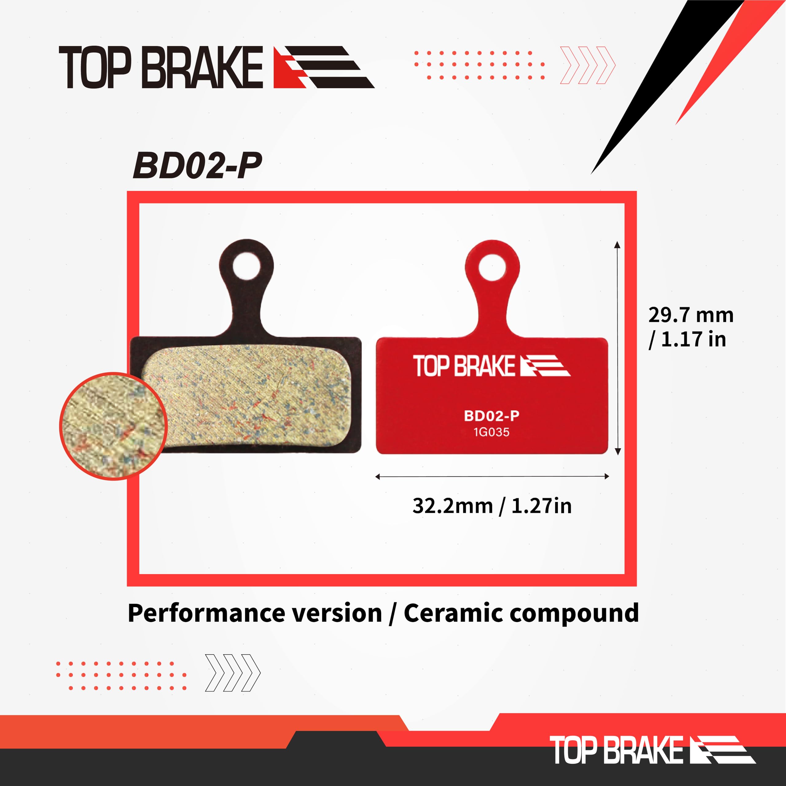 Top Brake Disc Mountain Bike Brake Pads for Shimano XTR M9000/9020 Deore XT M785/ M8000, Red, 1.27*1.17 (in) - Image 4