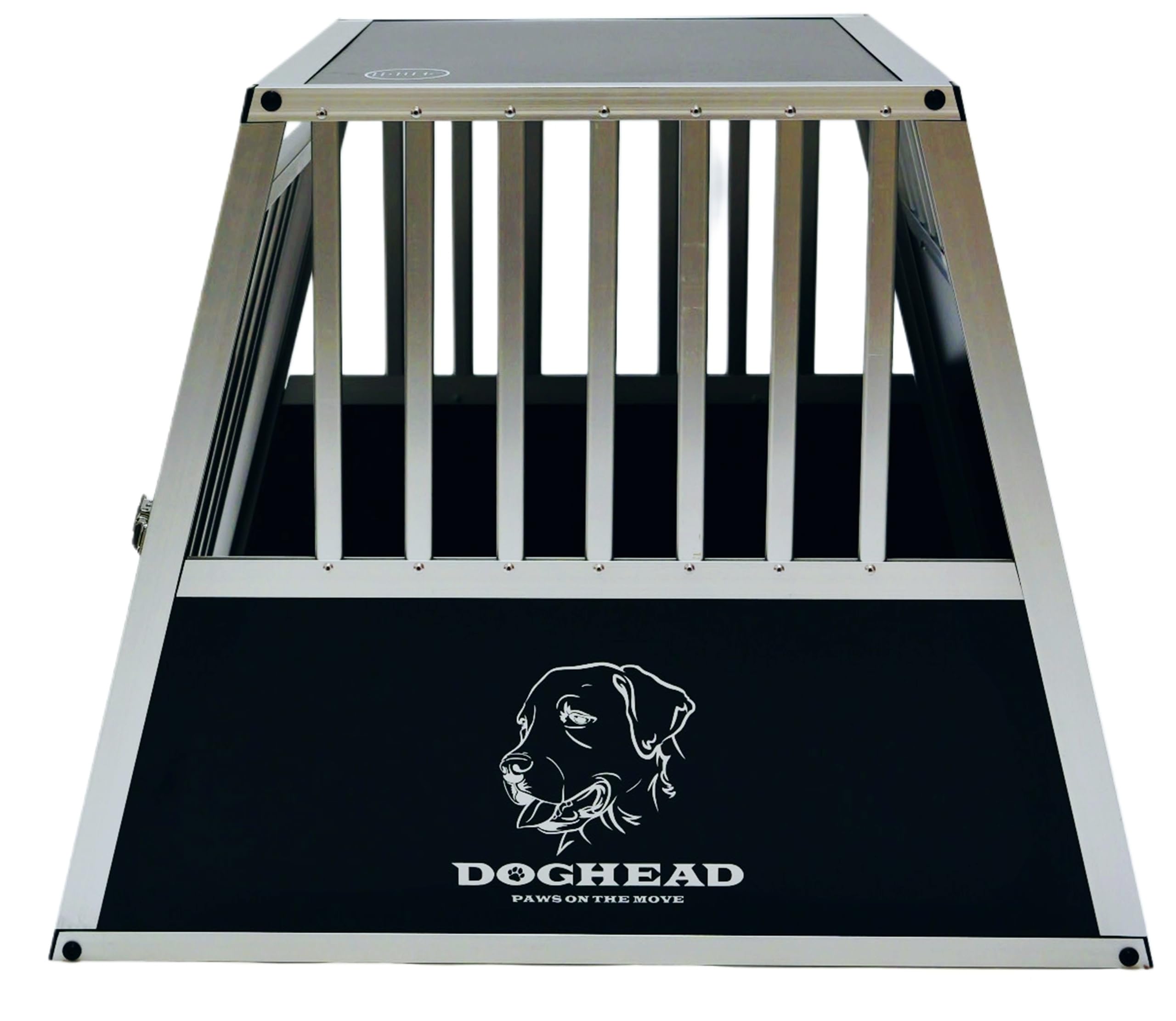 DOGHEAD Hundetransportbox Ecoline, Single 65x80x63 cm, Schwarz, Aluminium, Beidseitig Abgeschrägt 75°