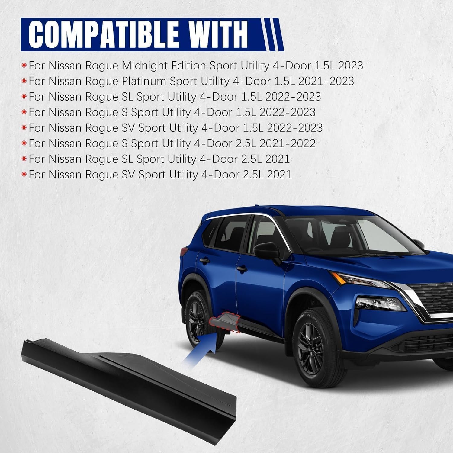 Rear Right Lower Door Trim Molding,for Nissan Rogue 2021 2022 2023,RH Passenger Side Door Protector Panel Cover Strip, for 828706RR0A 82870-6RR0A