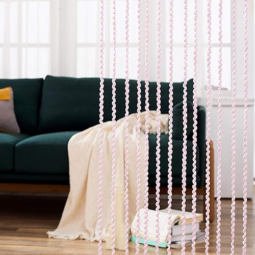 Miniatura 5 de Cortina de cuerda en espiral de poliéster rizado, ideal para varias decoraciones y fondos, rosa bebé, 39 pulgadas de ancho x 78 pulgadas de largo