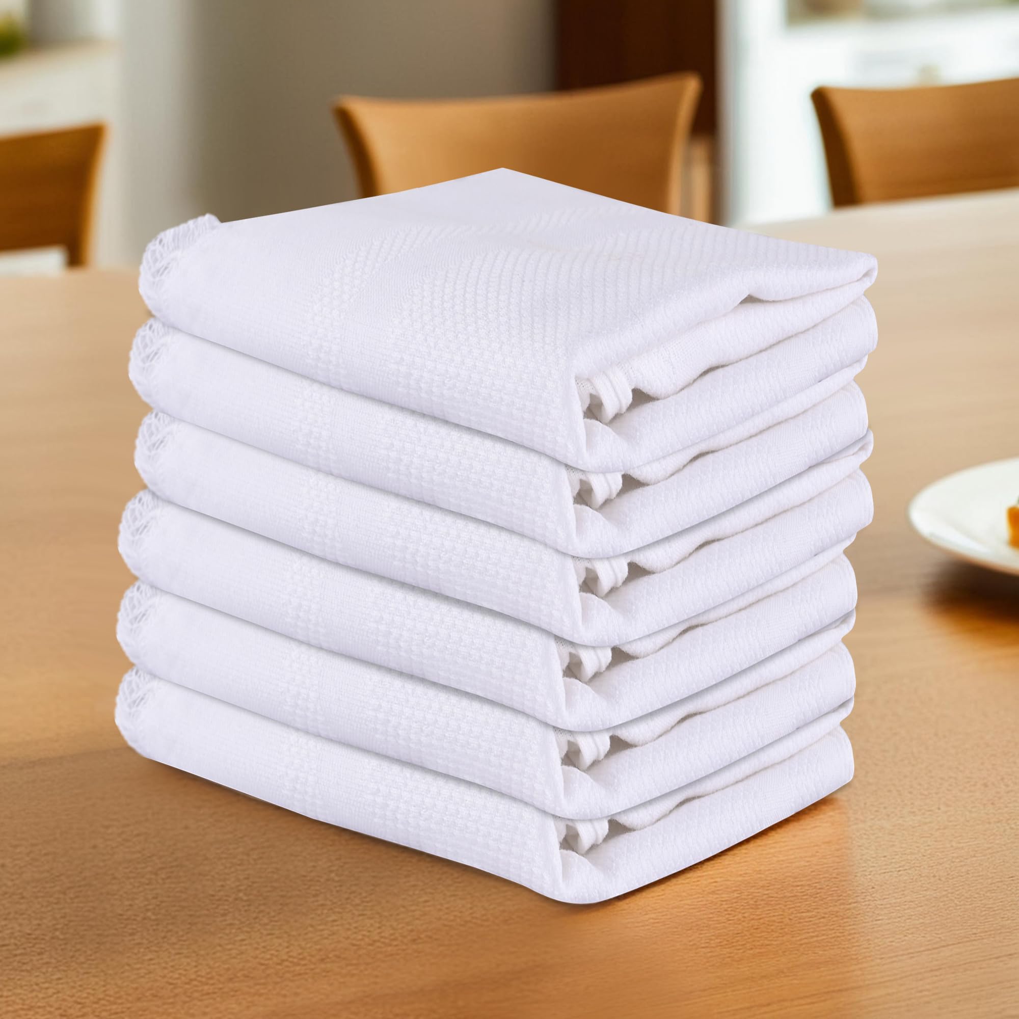 Urbane Home Pack of 6 Cotton Table Napkins for Home | Cotton Muslin Cloth & Kitchen Napkins for Roti | Tray Covers Cloth for Serving | White