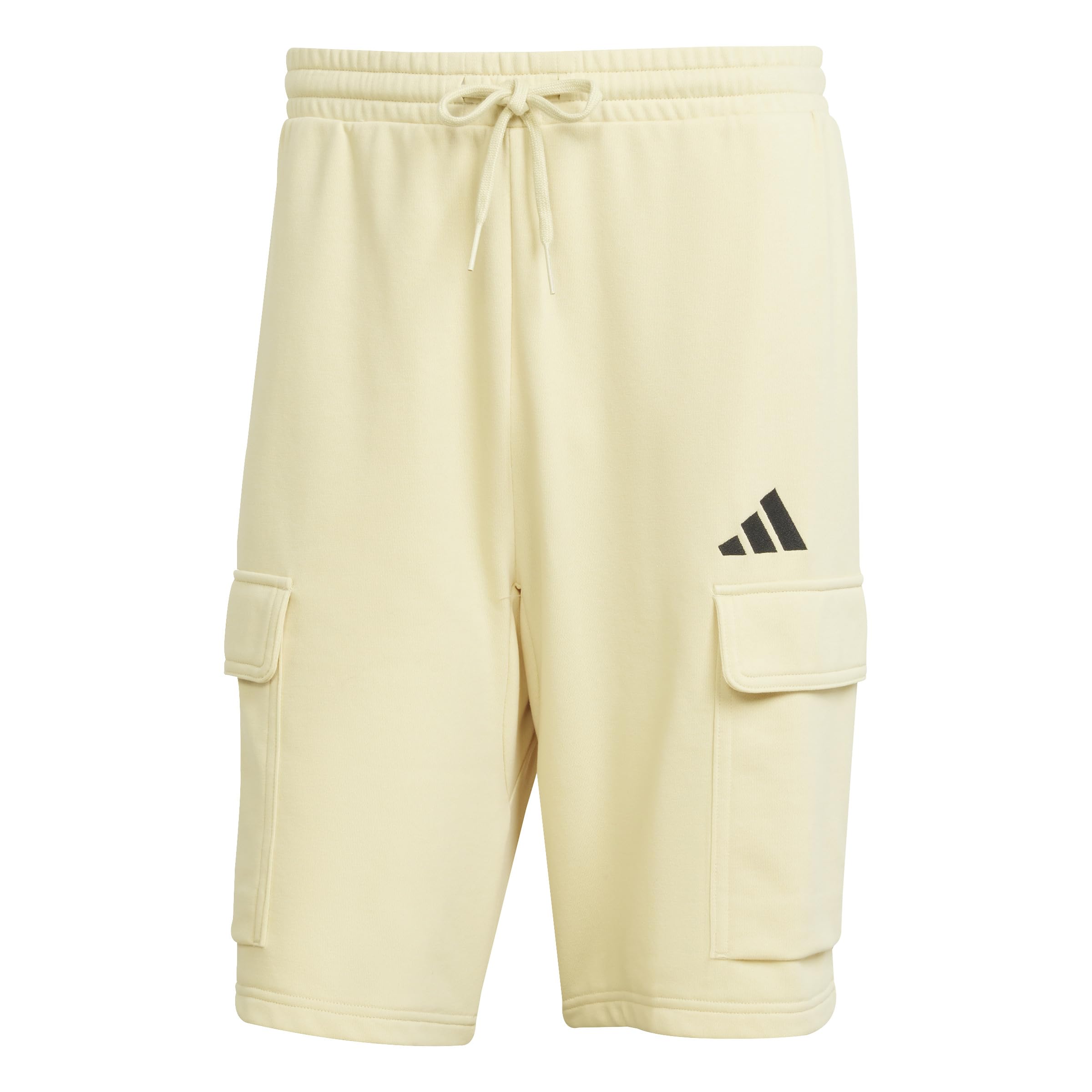 adidas Men's Essentials FEELCOZY French Terry Cargo Short, Powder Yellow/Black, XL