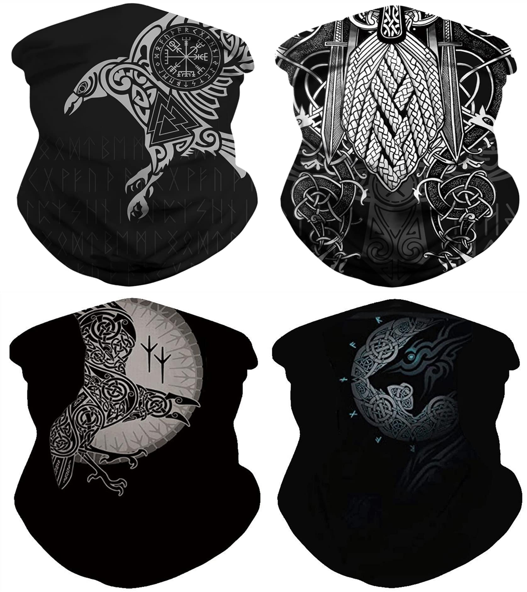 ENLACHIC3D Viking Totem Print Balaclava Bandana Neck Gaiter Scarf Headband for Womens Mens
