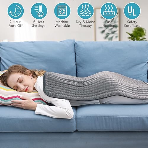 Miniatura 4 de OKK Almohadilla térmica para aliviar el dolor de espalda, 33 x 17 pulgadas, almohadillas térmicas eléctricas para calambres cuello hombros,