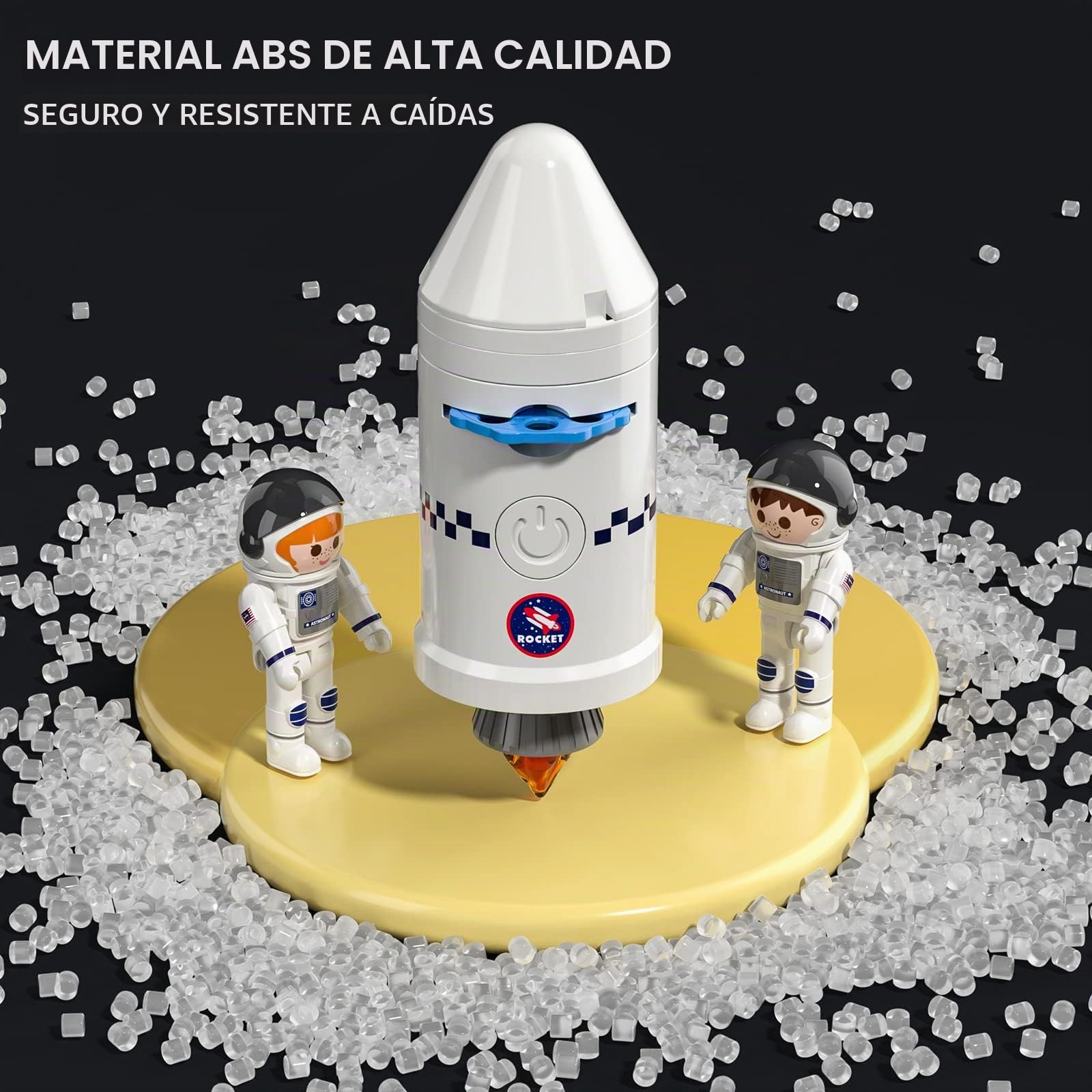 TEMI Juguete de cohete espacial para 3, 4, 5, 6, 7, 8, 9 años, juguete educativo de ciencia, 5 en 1, con 2 astronautas, lámpara de proyección, juguete espacial, regalo para niños y niñas